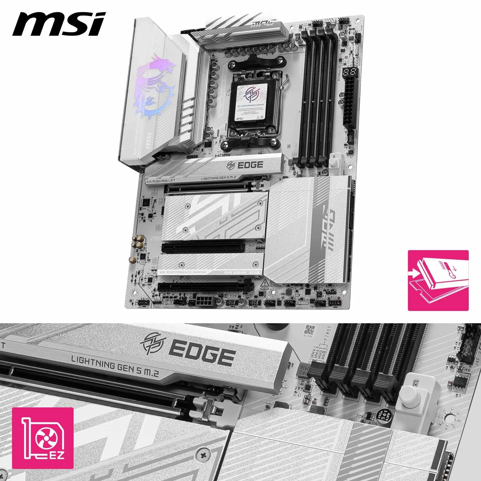 MSI MPG B850 Edge TI WiFi Mainboard, ATX - Unterstützt AMD Ryzen 9000/8000 / 7000 Prozessoren, AM5-80A SPS VRM, DDR5 Memory Boost (8400+MT/s OC), PCIe 5.0 x16, M.2 Gen5, Wi-Fi 7, 5G LAN Bild 5
