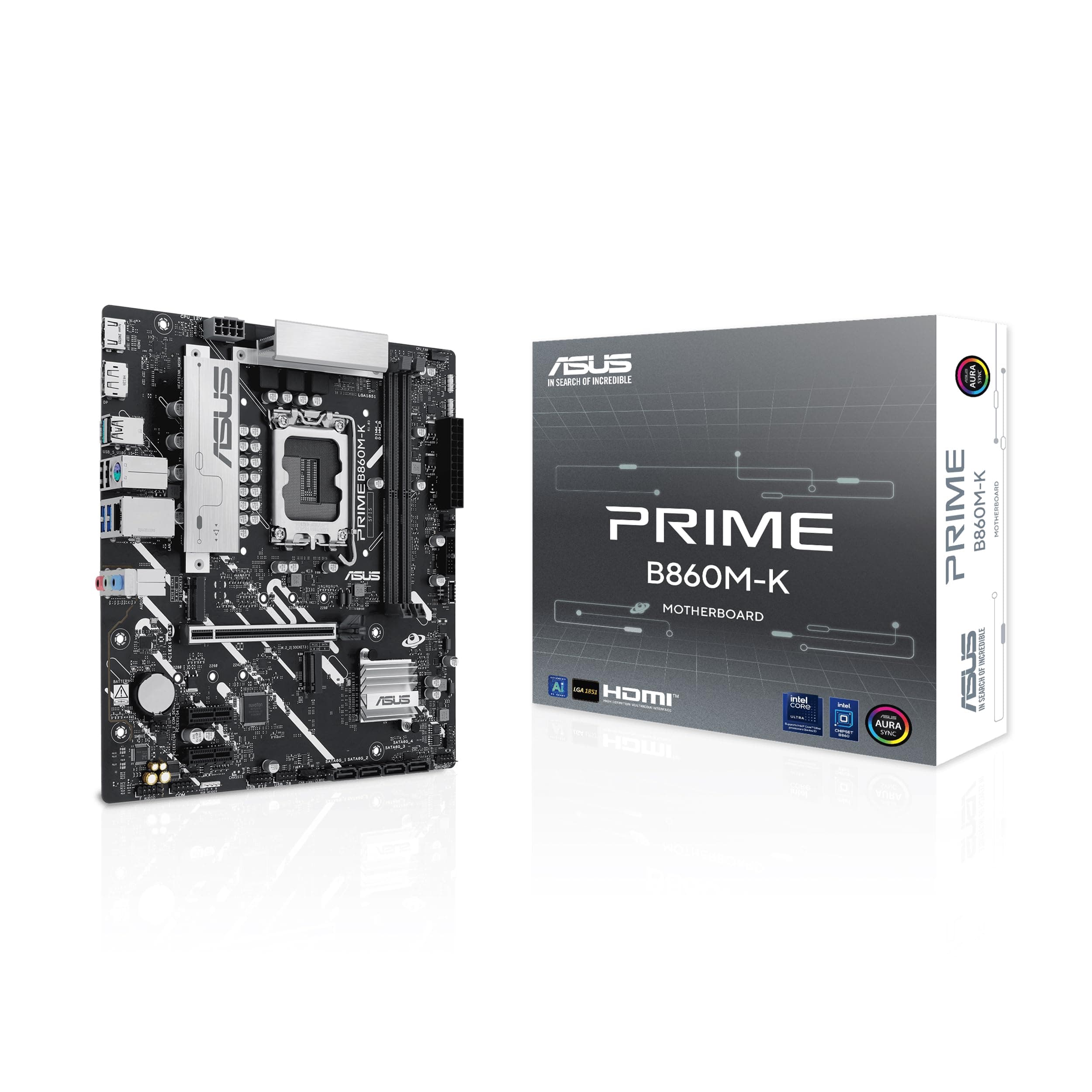 ASUS Prime B860M-K Mainboard Sockel Intel LGA 1851 (Intel B860, mATX, DDR5 Speicher, PCIe 5.0, 1x PCIe 4.0 M.2, Aura Sync) Bild 2