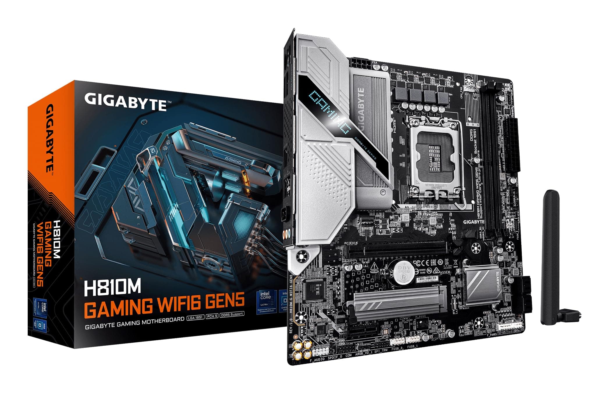 GIGABYTE H810M Gaming WIFI6 GEN5 Mainboard – Intel Core Ultra (Serie 2) CPUs, 4+1+2-Phasen-VRM, bis zu 6400 MHz DDR5, 1× PCIe-4.0-M.2, Wi-Fi 6, 2.5-GbE-LAN, USB 3.2 Gen 1 Bild 2