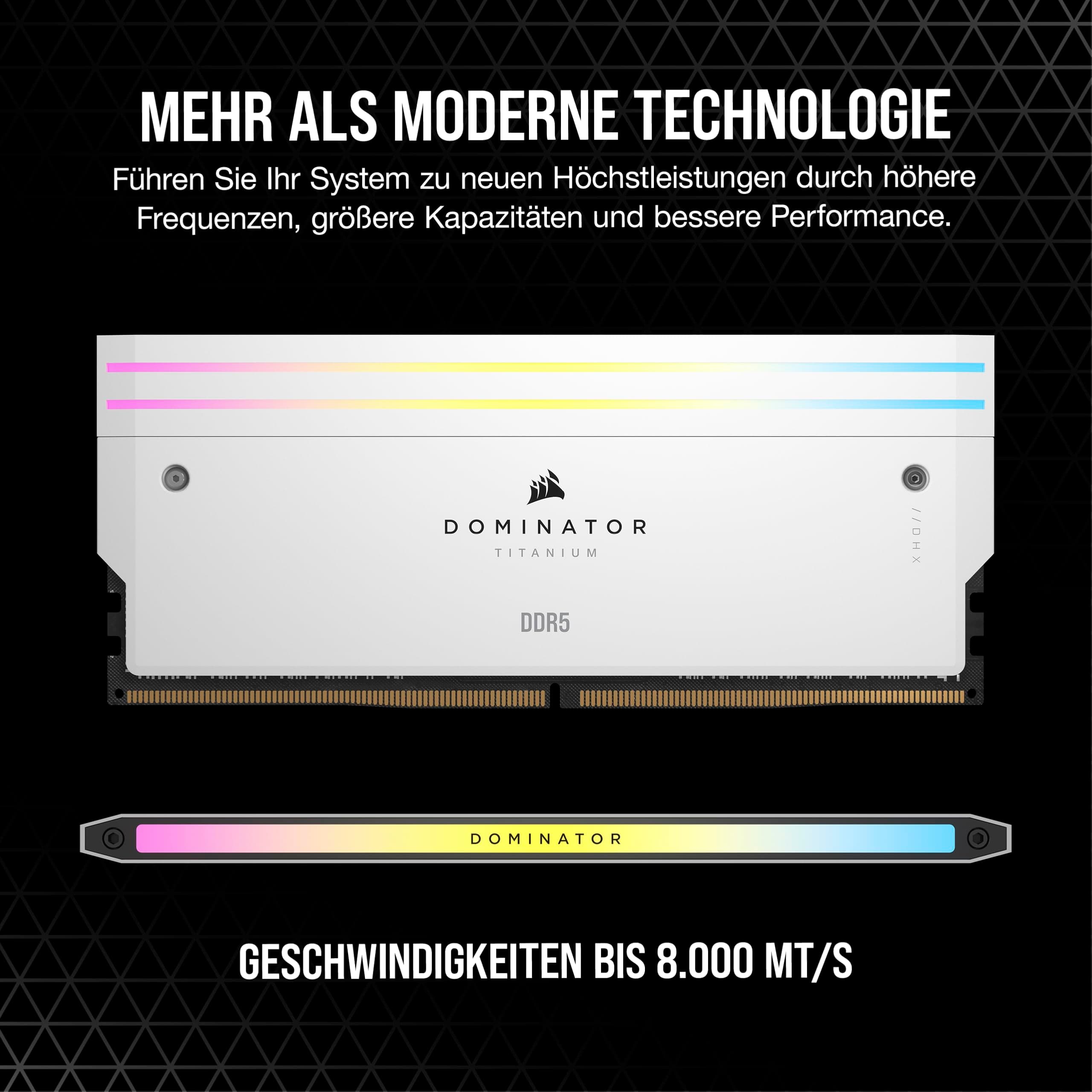 CORSAIR Dominator Titanium RGB DDR5 RAM 96GB (2x48GB) Bis zu 6400MHz CL32 Intel XMP 3.0 Desktop-Arbeitsspeicher – Weiß (CMP96GX5M2B6400C32W) 96GB (2x48GB) Weiß Bild 5