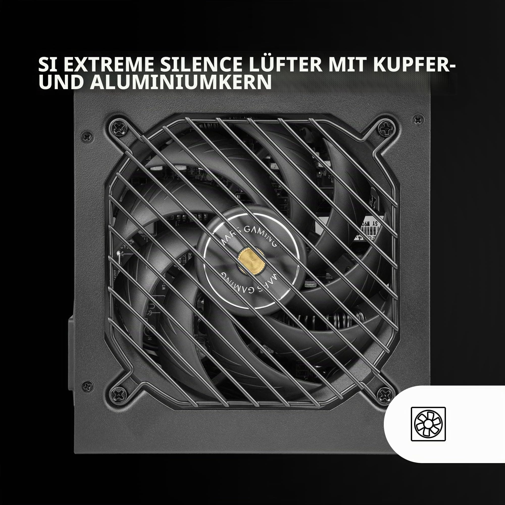MARSGAMING MPB850SI, PC-ATX-Netzteil 850W, 7 Jahre Garantie, 80Plus Bronze 230V, 90% Effizienz, SI Extreme Silence Lüfter mit Kupferkern, AI2-RPM-, DC-DC- und SMD-Technologien, Schwarz Bild 3