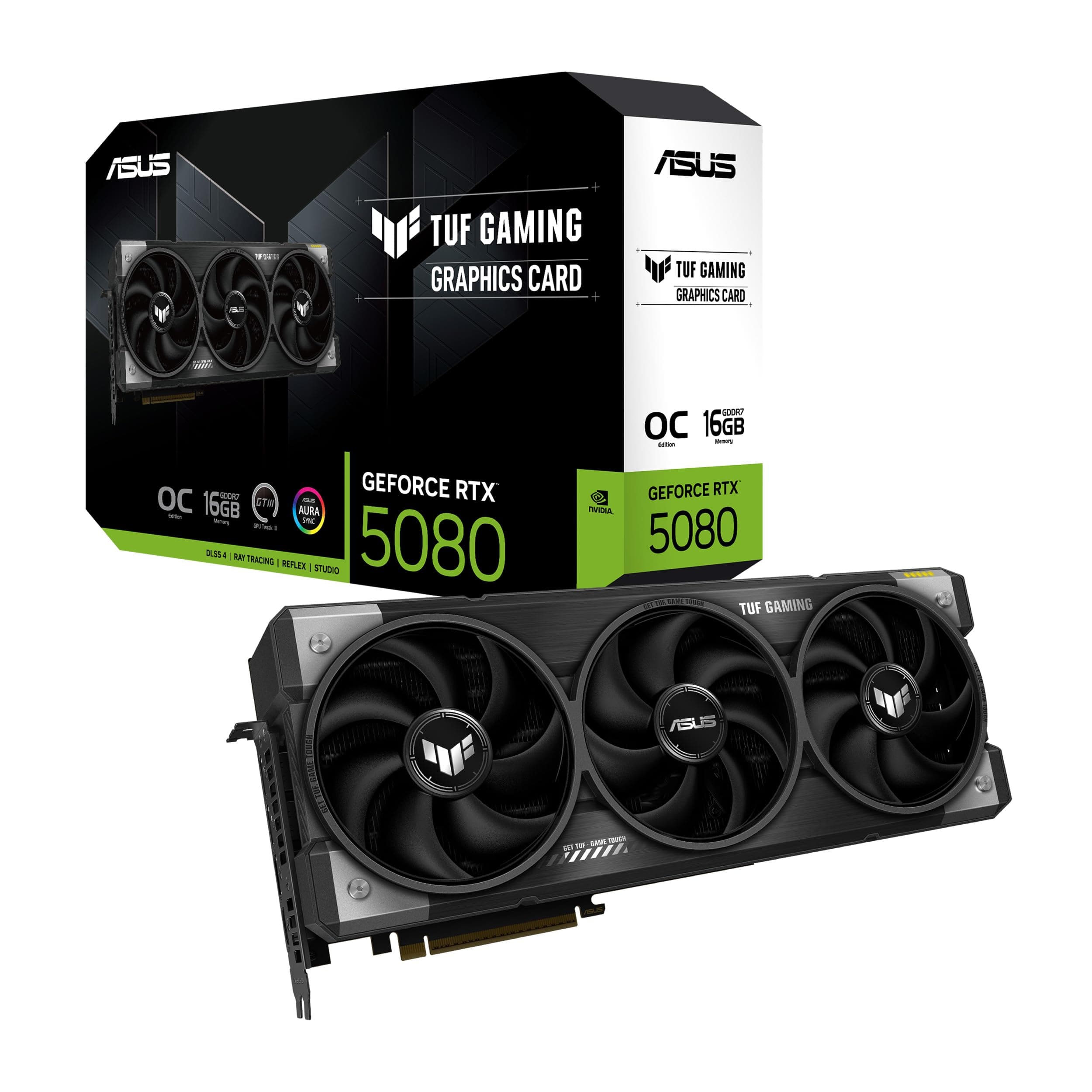 ASUS TUF Gaming GeForce RTX 5080 OC Edition 16GB GDDR7 Gaming Grafikkarte (Nvidia GeForce RTX5080, 3,6 Slot Design, PCIe 5.0, 2X HDMI 2.1b, 3X DisplayPort 2.1a) Bild 2