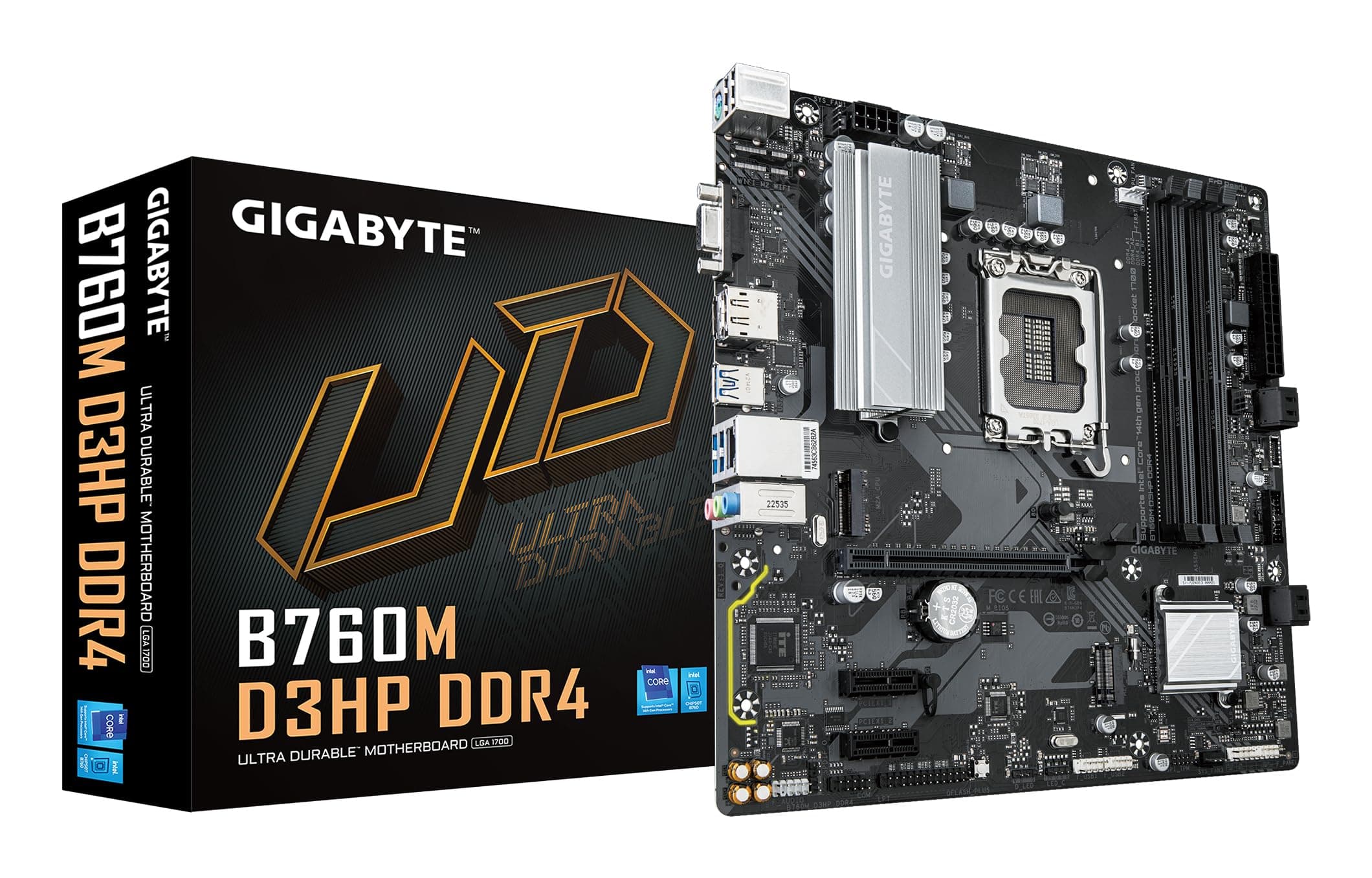 GIGABYTE B760M D3HP DDR4 Motherboard - Unterstützt Intel Core 14. Generation CPUs, 4+1+1 Phasen Digital VRM, bis zu 5333MHz DDR4 (OC), 2xPCIe 4.0 M.2, GbE LAN, USB 3.2 Gen1 Bild 2