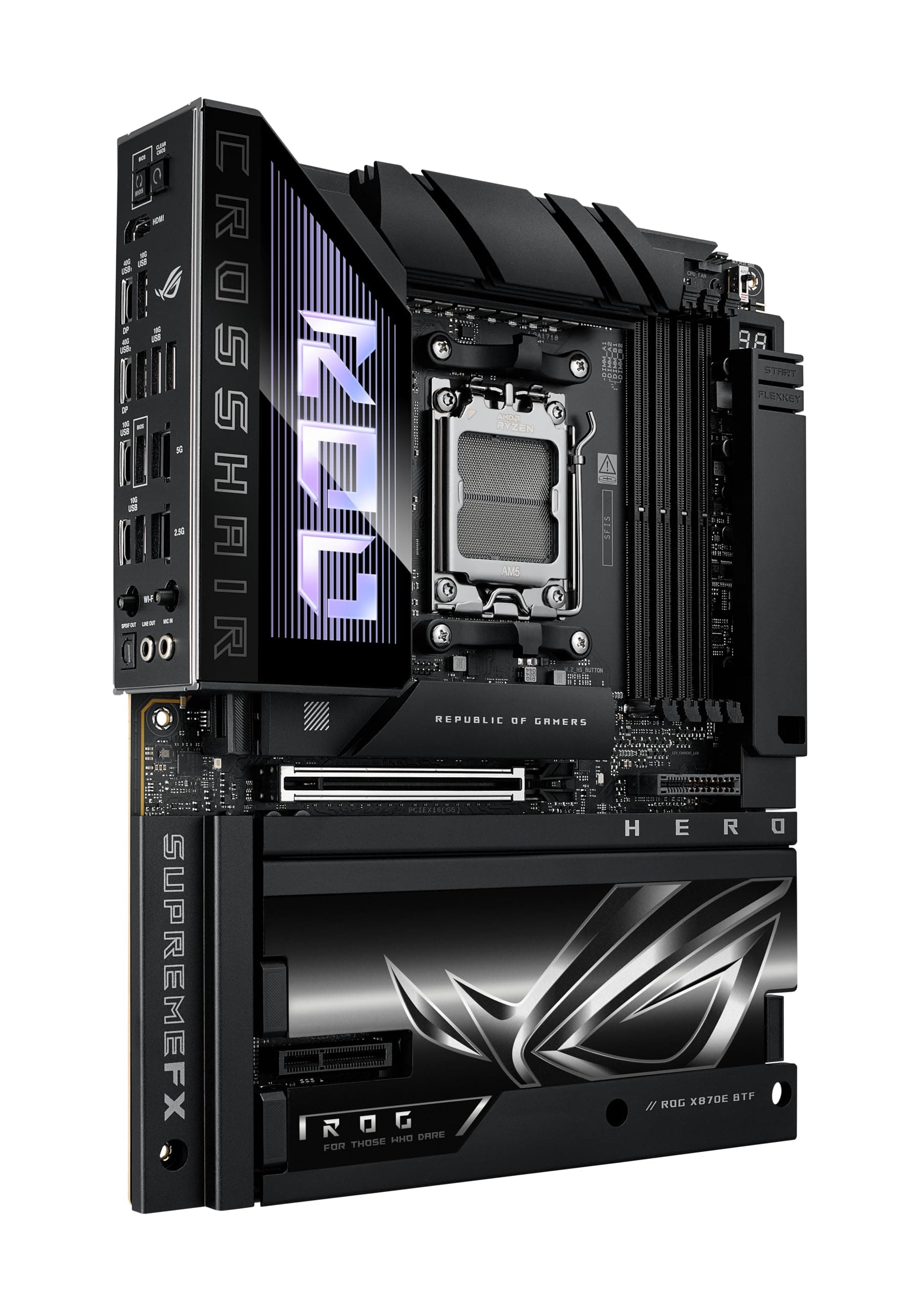 ASUS ROG Crosshair X870E Glacial Gaming Mainboard Sockel AMD AM5 (E-ATX, Advanced AI, DDR5, 10G Ethernet, WiFi 7, 2X PCIe 5.0 NVMe SSD, 2X PCIe 4.0 M.2, 12x USB 10Gbps) Bild 3
