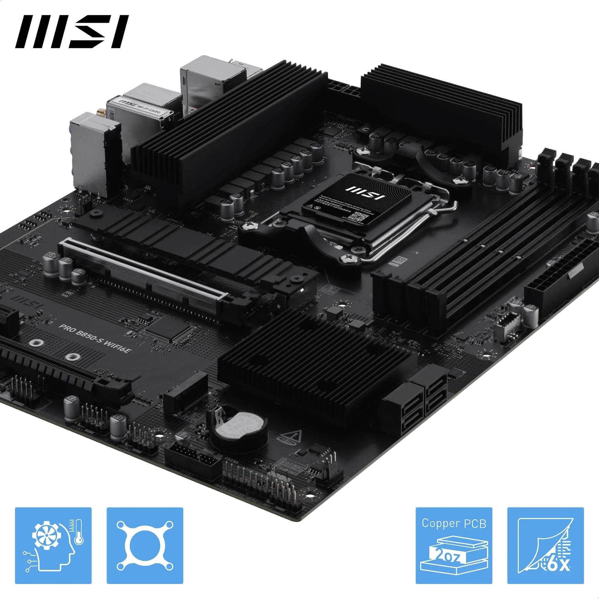 MSI PRO B850-S WIFI6E Mainboard, ATX – Unterstützt AMD Ryzen 9000/8000/7000 Prozessoren, AM5 – DDR5 Arbeitsspeicher-Boost (8200+ MT/s OC), PCIe 4.0 x16, M.2 Gen5, Wi-Fi 6E, 2,5G LAN Bild 7
