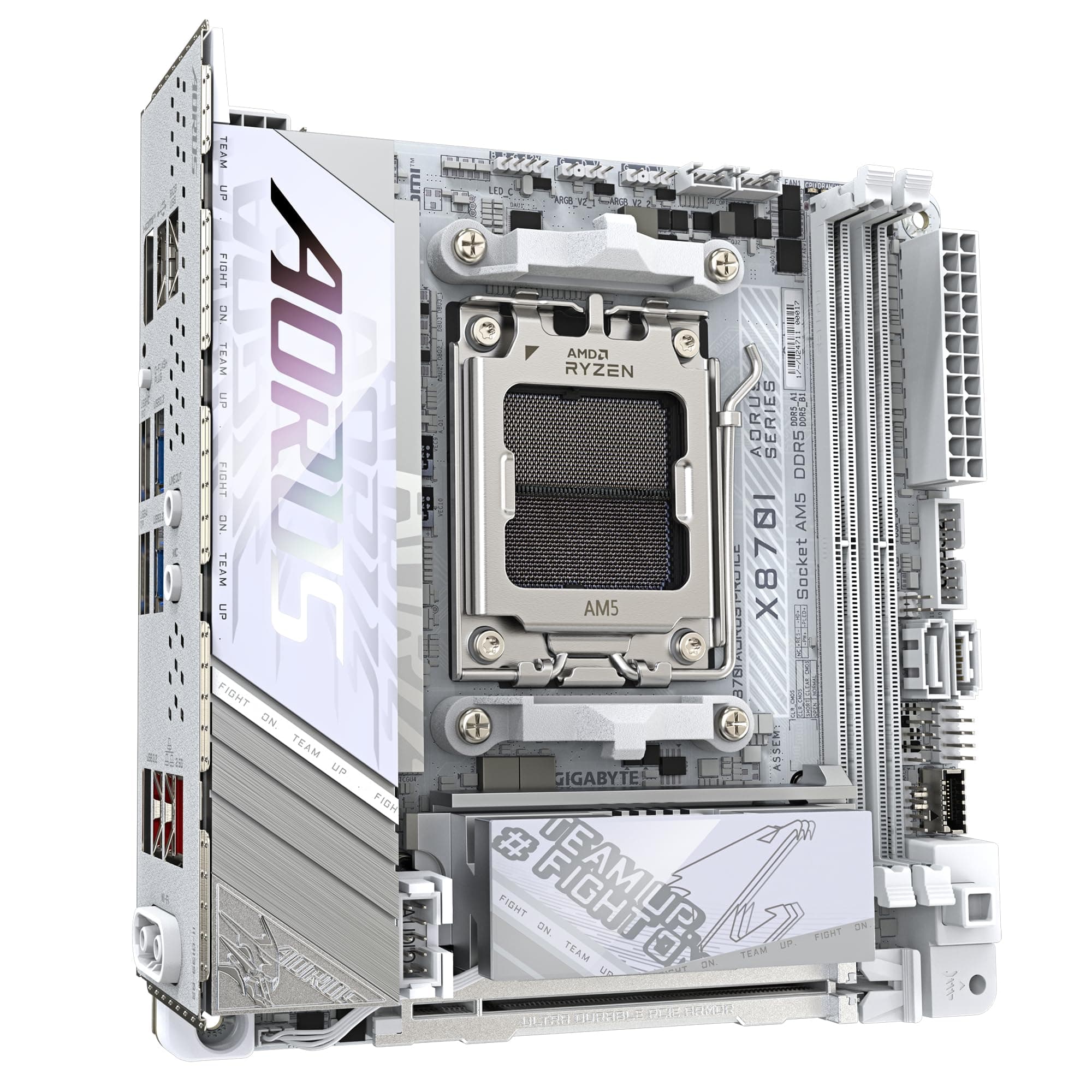 GIGABYTE X870I AORUS PRO Ice Mainboard - Unterstützt AMD Ryzen 9000er-Serie CPUs, 8+2+1 Phasen VRM, bis zu 8400 MHz DDR5 (OC), 1xPCIe 5.0 M.2 + 1xPCIe 4.0 M.2, WI-FI 7, 2,5 GbE LAN, USB 4 Bild 5
