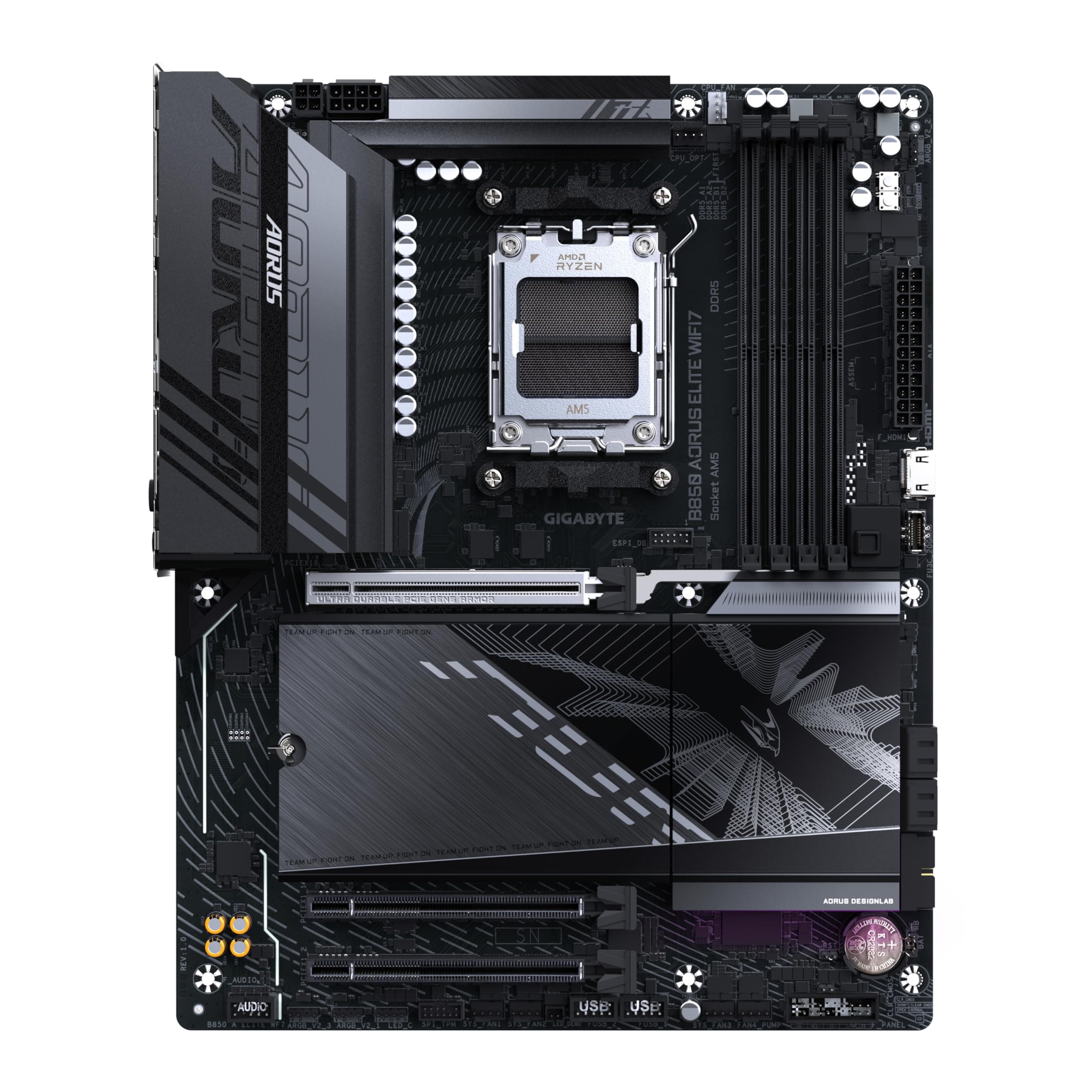 GIGABYTE B850 AORUS Elite WIFI7 Motherboard - AMD Ryzen 9000 Serie CPUs, 14+2+2 Phasen digitales VRM, bis zu 8200MHz DDR5 (OC), 1xPCIe 5.0 + 2xPCIe 4.0 M.2, 2,5 LAN, WiFi 7, USB 3.2 Gen 2x2 Bild 3