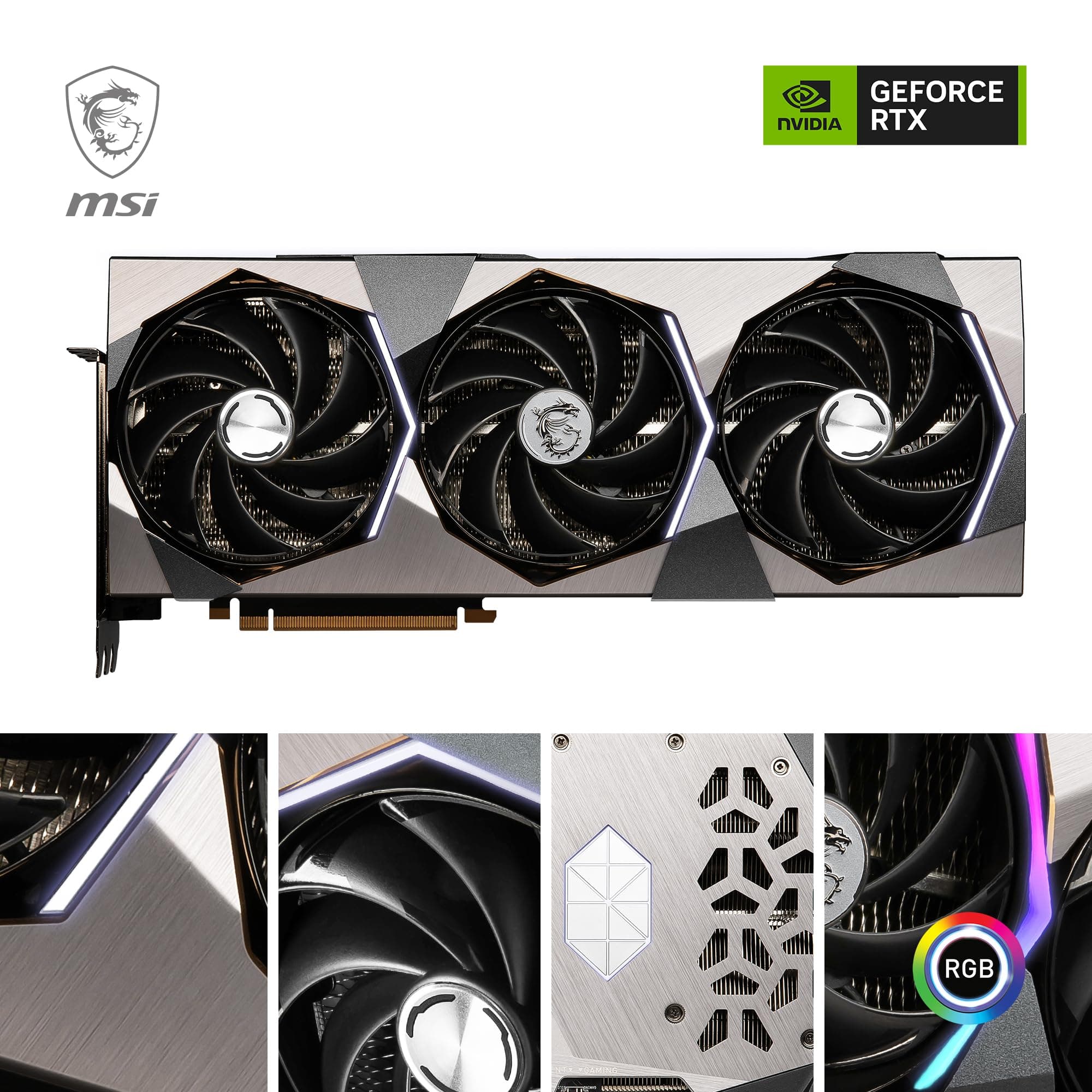 MSI GeForce RTX 4090 SUPRIM 24G Grafikkarte - 24GB GDDR6X (21Gbps/384-bit), PCIe 4.0 - TRI FROZR 3S (3 x TORX Fan 5.0), Gaming & Silent Mode, RGB - HDMI 2.1a, DisplayPort 1.4a Bild 3