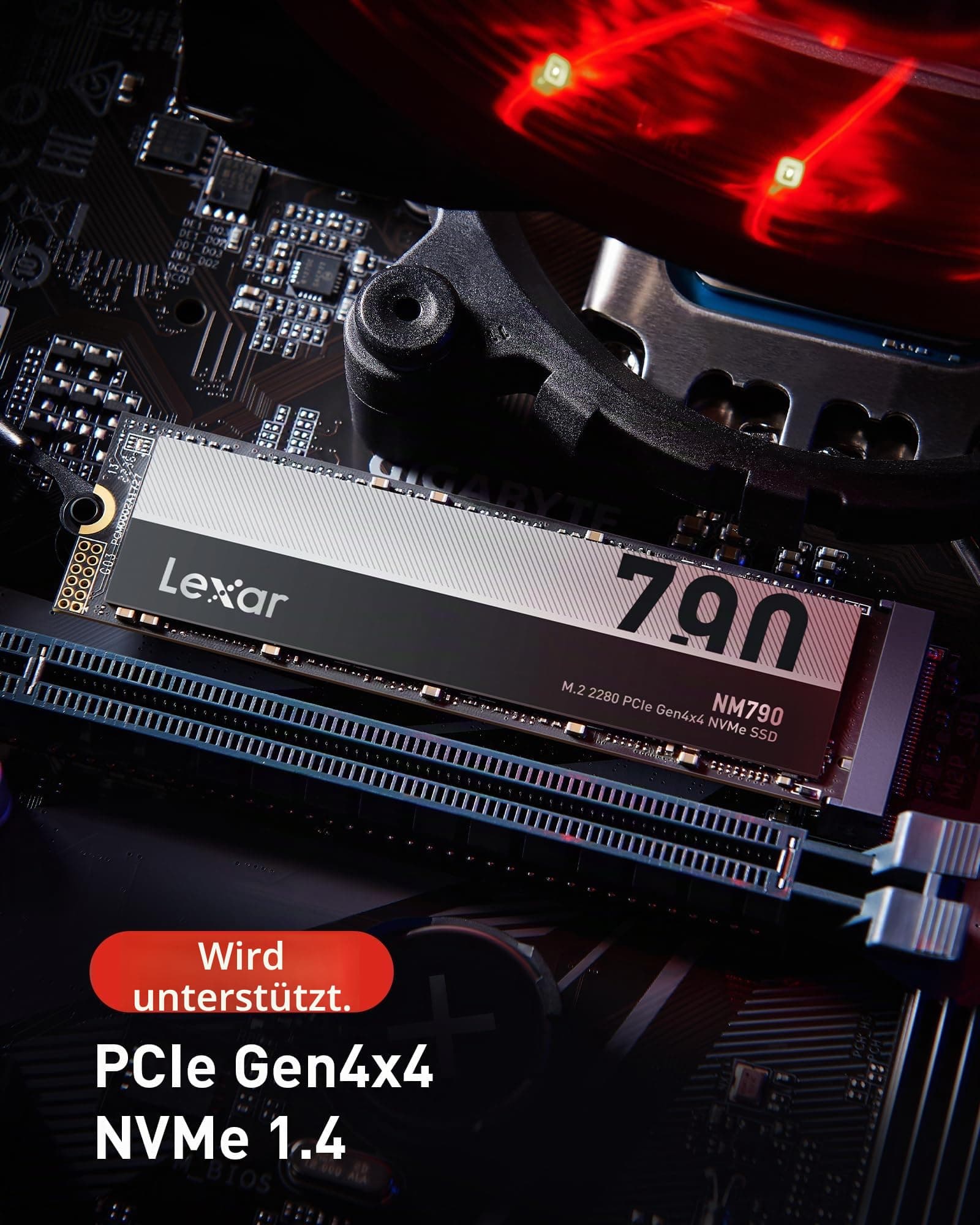 Lexar NM790 1TB Interne SSD, M.2 2280 PCIe Gen4x4 NVMe 1.4 , Bis zu 7400MB/s Lesen, 6500MB/s Schreiben, Solid-State-Laufwerk für PS5, PC, Laptop und Gamer (LNM790X001T-RNNNG) Bild 5