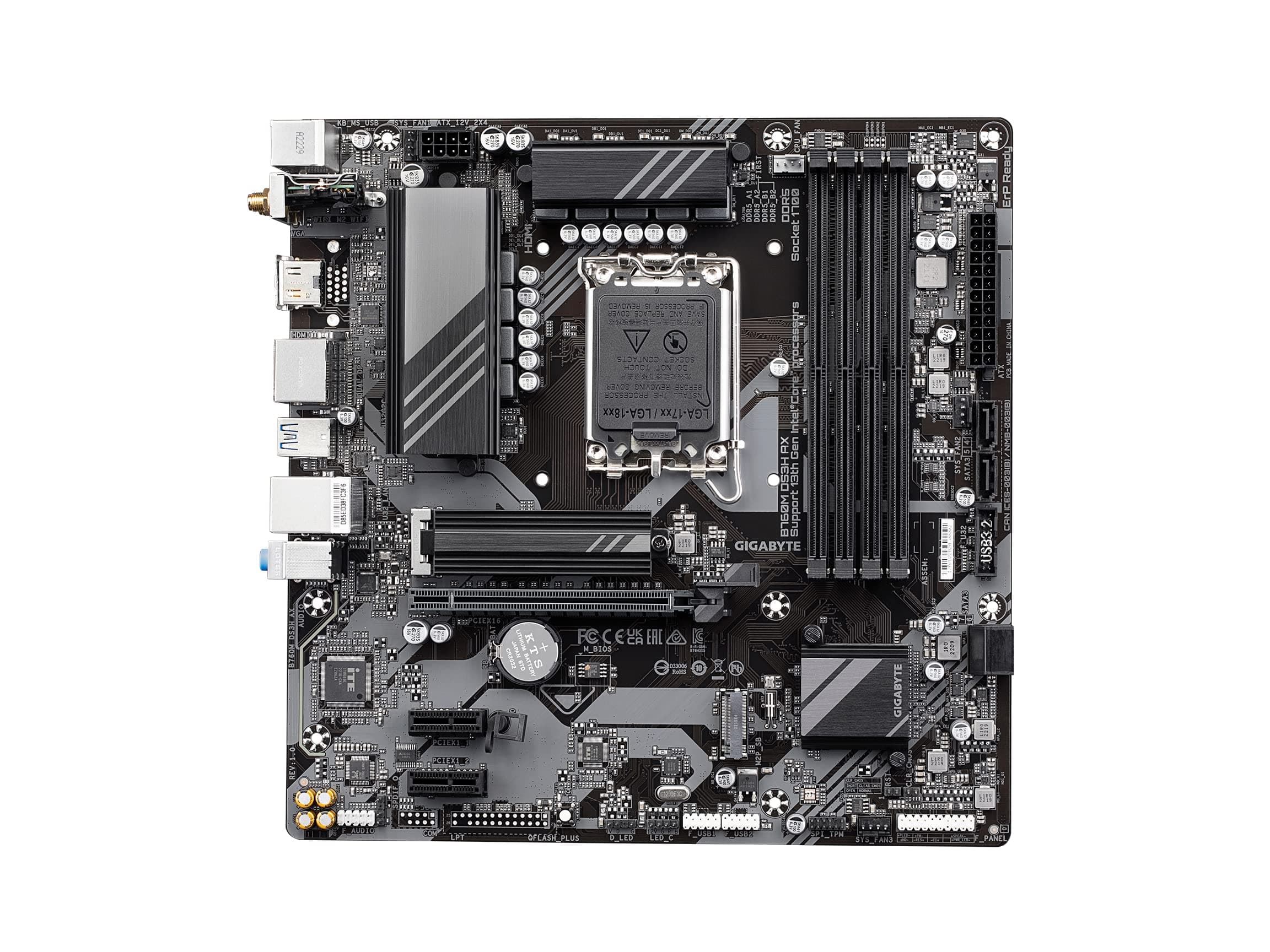 GIGABYTE B760M DS3H AX (LGA 1700/ Intel/ B760/ M-ATX/ DDR5/ 2* M.2/ PCIe 4.0/ USB 3.2 Gen 2 Type-C/WiFi 6E/ 2.5GbE LAN/Q-Flash Plus/PCIe EZ-Latch/Motherboard) Bild 3