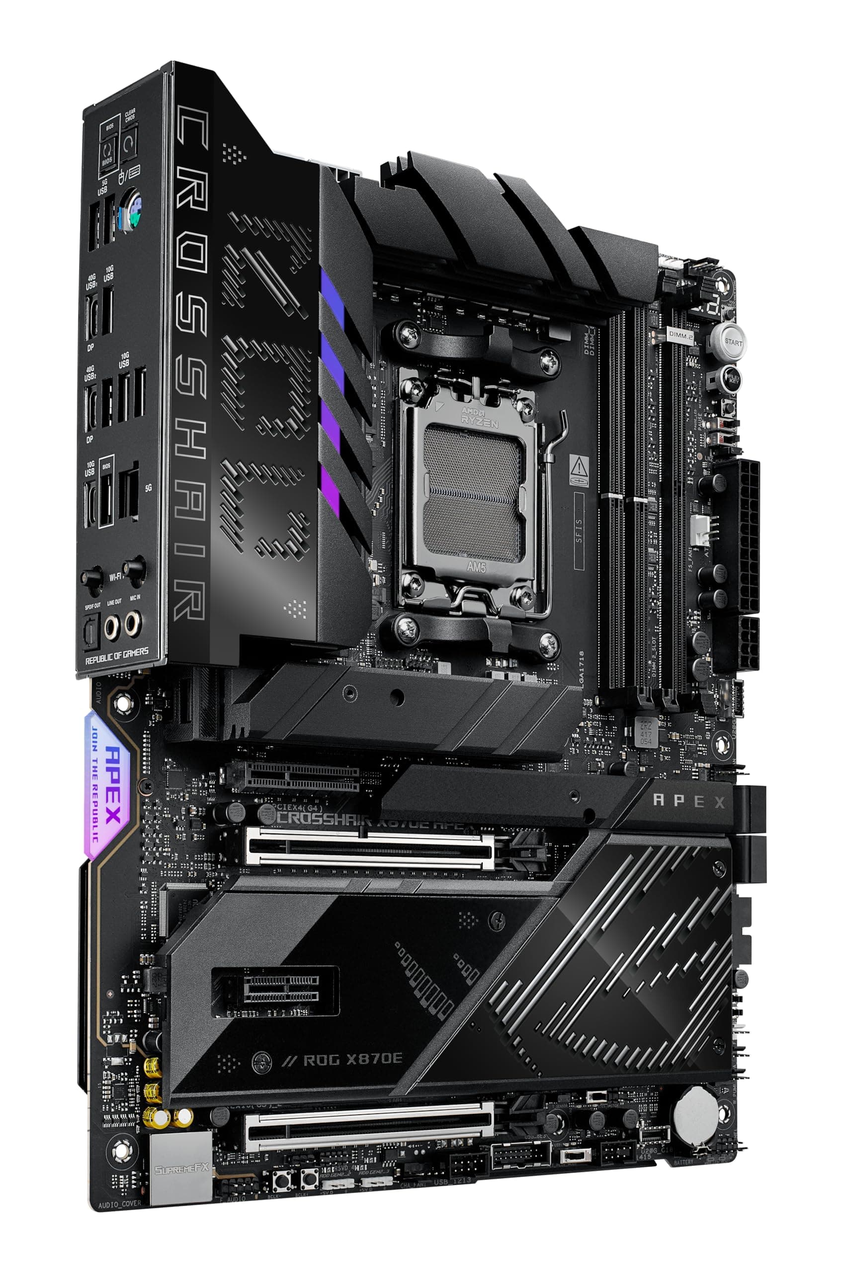 ASUS ROG Crosshair X870E APEX AMD X870E AM5 ATX Motherboard, Advanced AI PC-Ready, 18+2+2 Stufen, DDR5, ROG Memory Fan, ROG DIMM.2 Card, Wi-Fi 7, 5G LAN, 3X M.2, PCIe® 5.0, USB4®, USB Type-C®, AI OC Bild 7