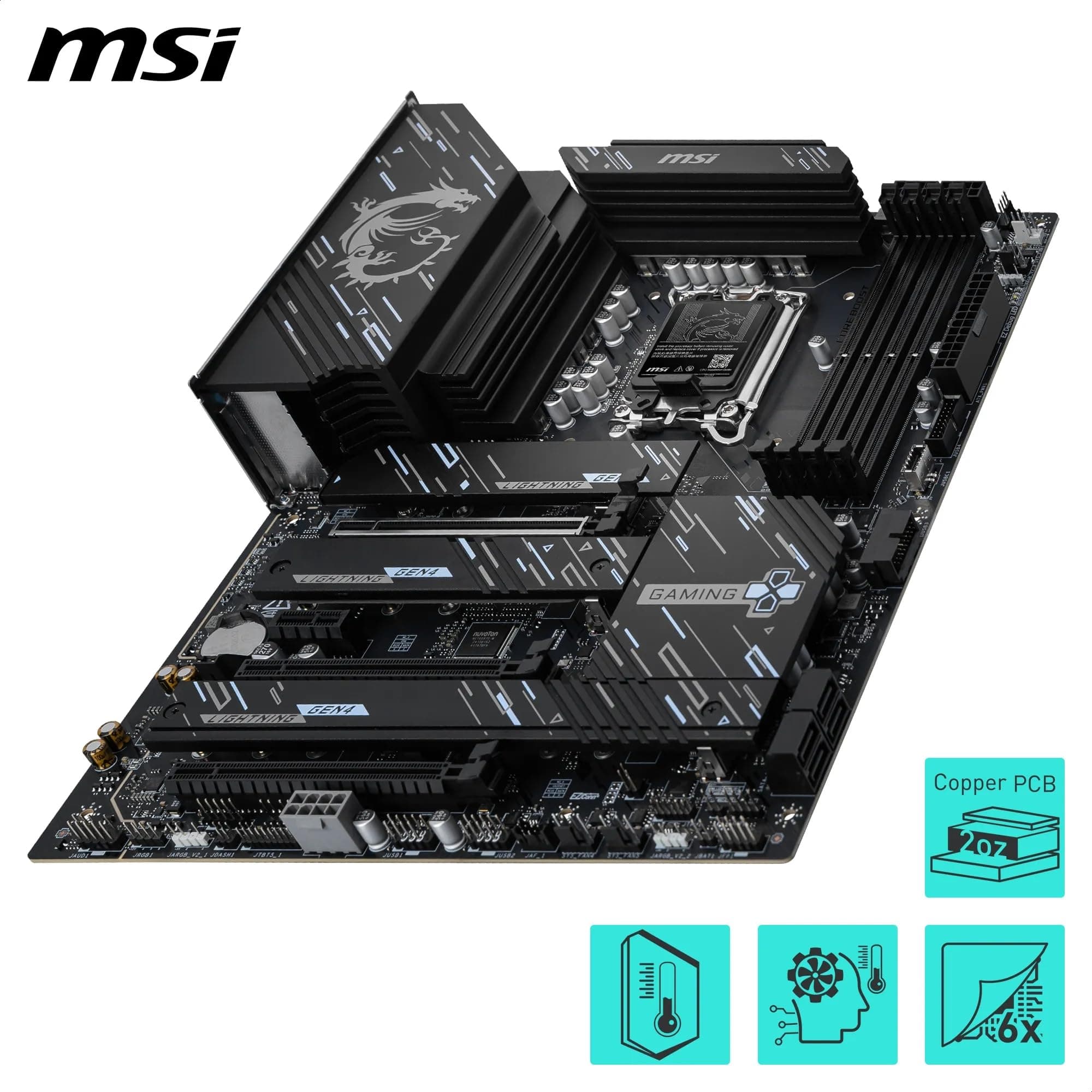 Z890 GAMING PLUS WIFI6E-Mainboard, ATX – unterstützt Intel Core Ultra-Prozessoren (Series 2), LGA 1851 – DDR5-Memory Boost (bis zu 9200+ MT/s im Overclocking), 1 x PCIe 5.0 x16, 1 x M.2 Gen5, Intel Ki Bild 7