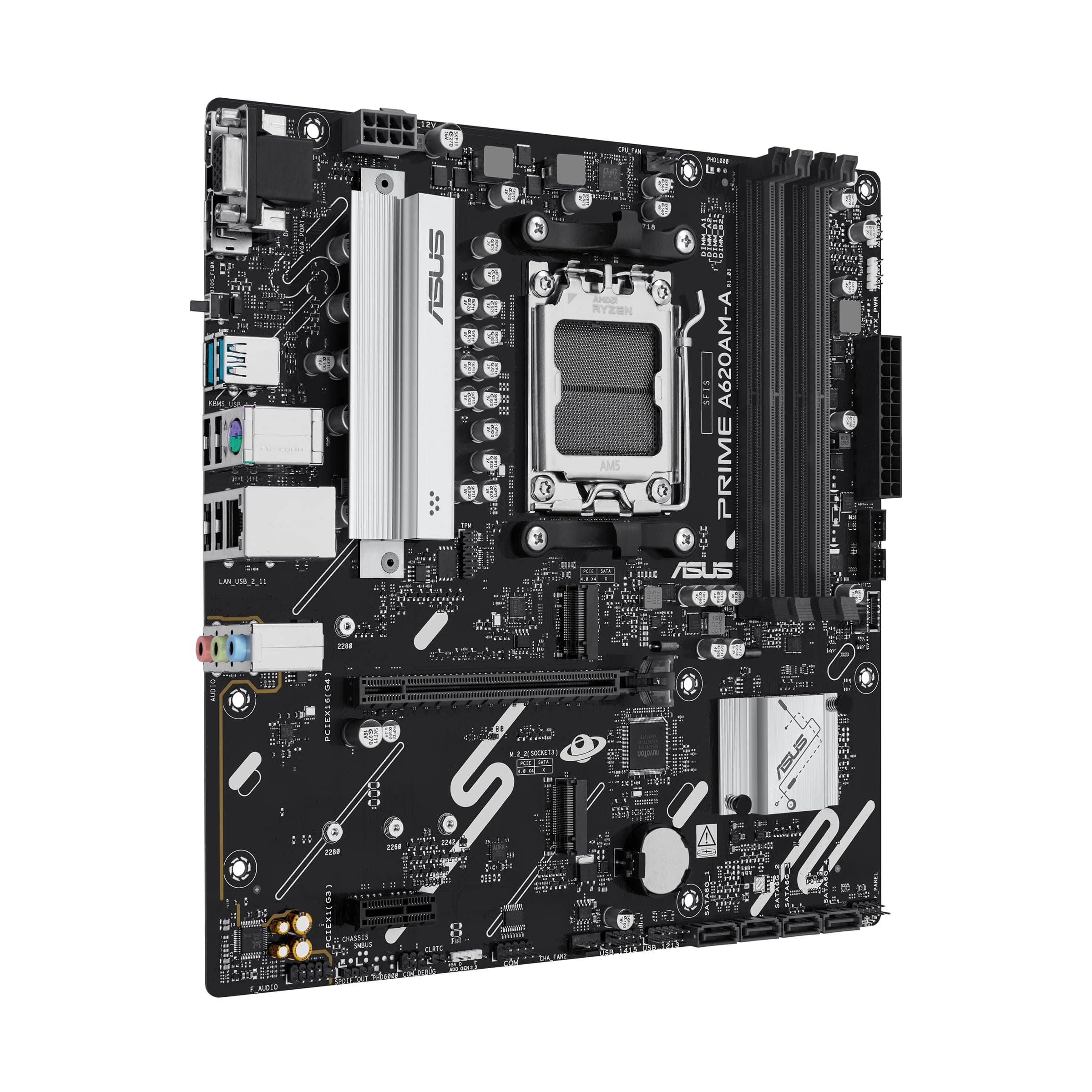 ASUS Prime A620AM-A-CSM Business Mainboard AMD A620 (DDR5, PCIe 4.0 & 4.0 M.2-Unterstützung, Realtek 1-Gb-Ethernet, DisplayPort, HDMI, USB 5 Gbit/s Typ A hinten & vorne, SATA 6 Gbit/s, Aura Sync) Bild 3