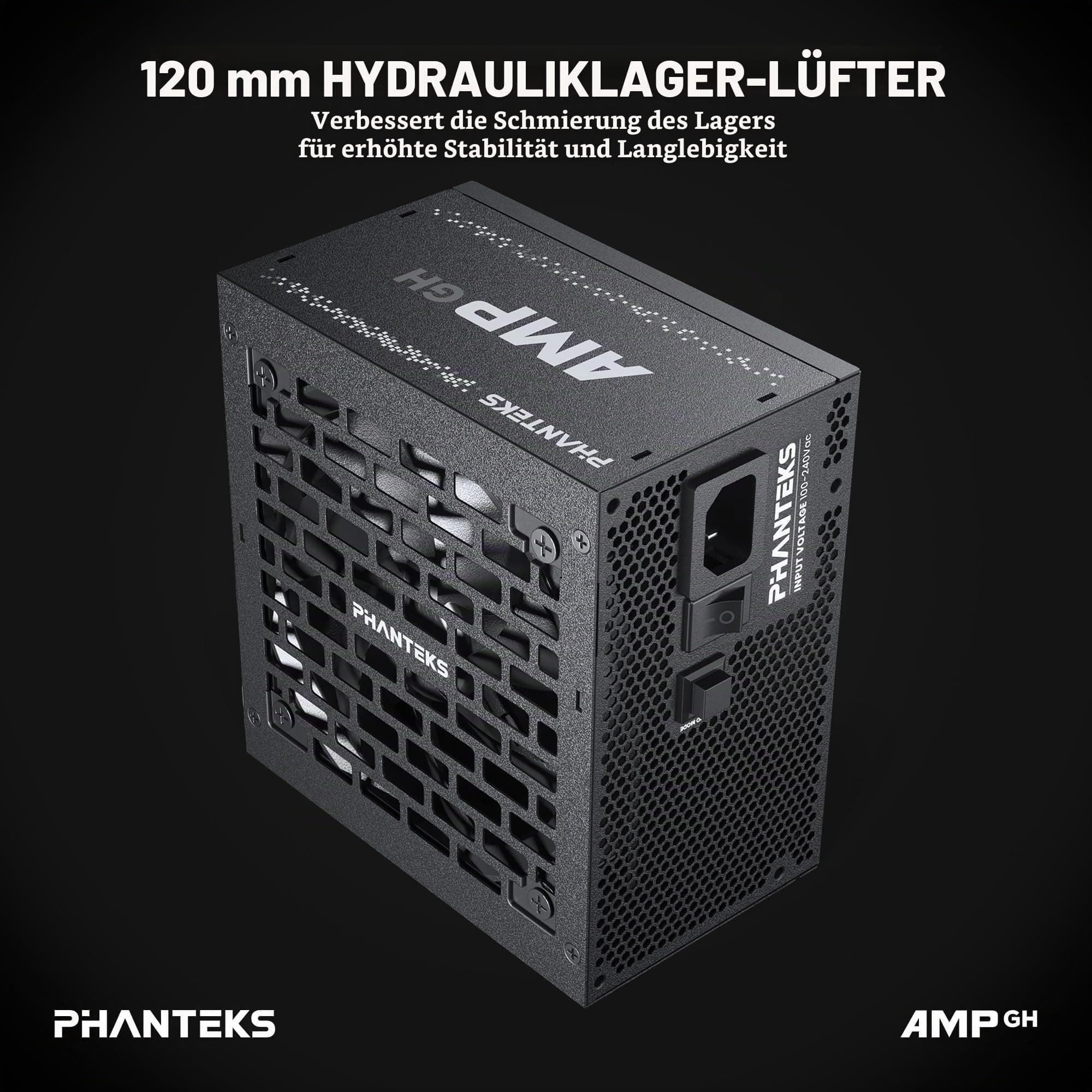 Phanteks AMP GH 850W PC-Netzteil Schwarz, 850 Watt ATX-Netzteil, PCIe 5.1, ATX 3.1 PSU | 80 PLUS Gold, alle Kabel abnehmbar, leise Bild 7