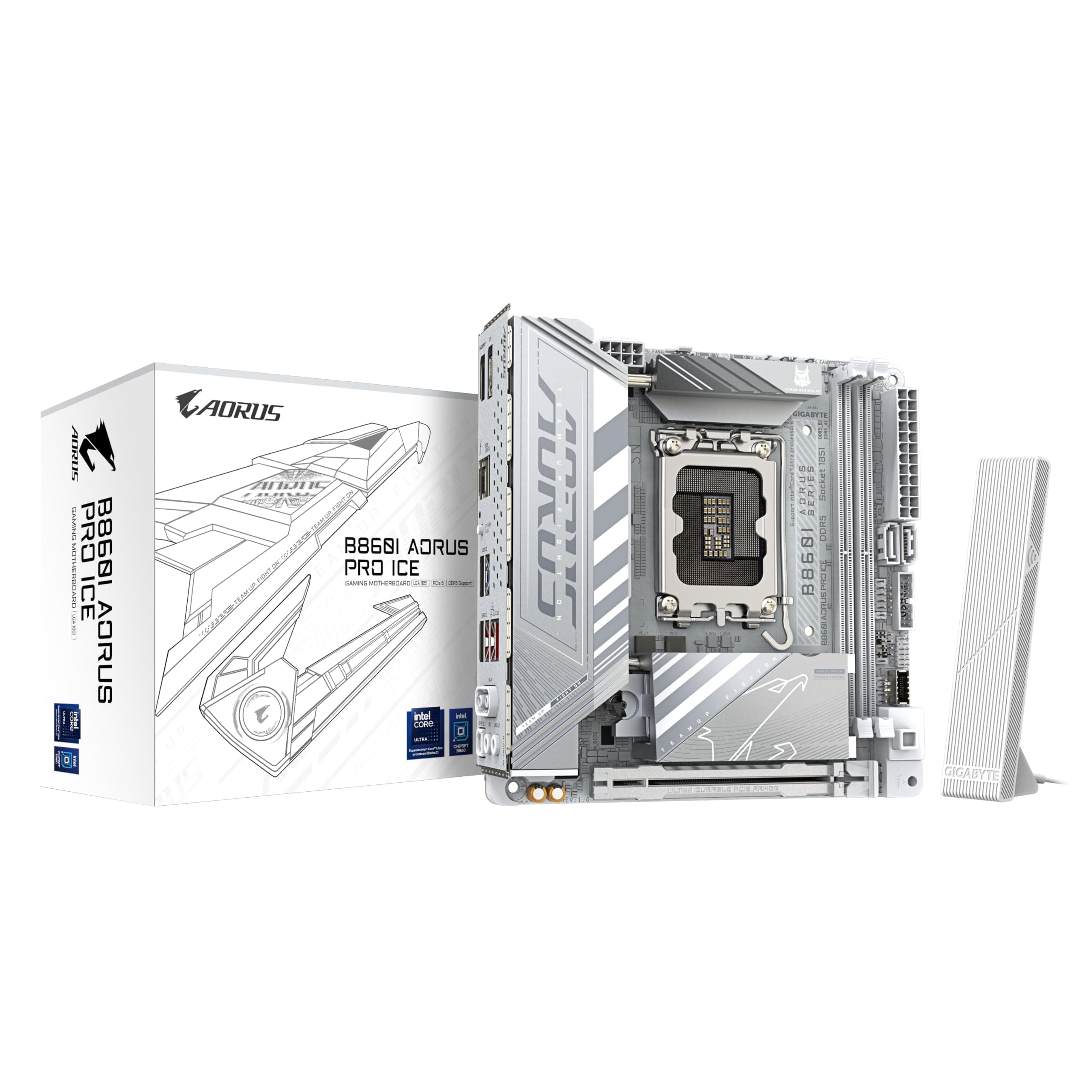 GIGABYTE B860I AORUS PRO Ice Mainboard - Intel Core Ultra CPUs, 8+1+2+1 Phasen VRM, bis zu 9200MHz DDR5, 1xPCIe 5.0 + 1xPCIe 4.0 M.2, 2,5 GbE LAN, WiFi 7, Thunderbolt 4 Bild 2