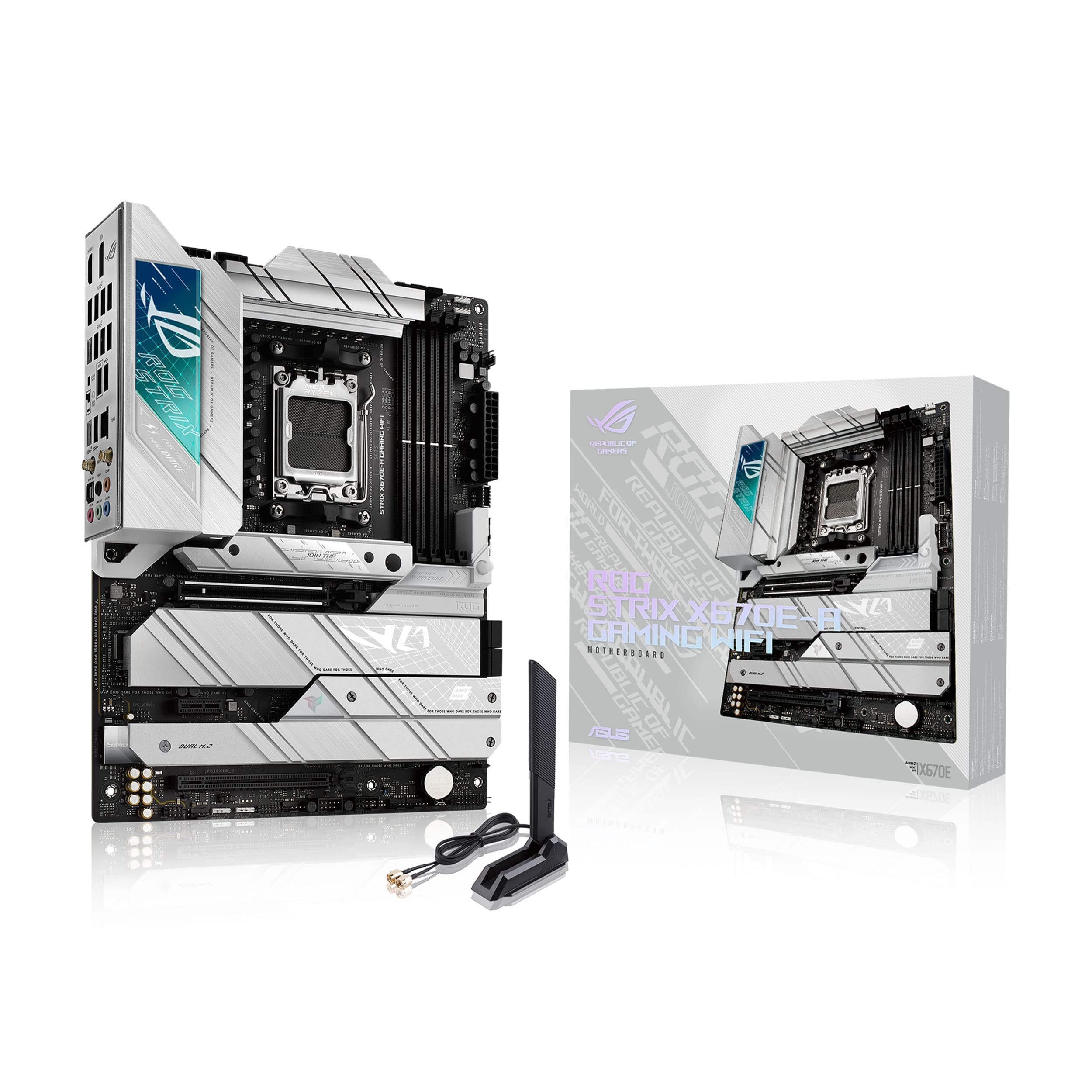 ASUS ROG Strix X670E-A Gaming WiFi 6E Sockel AM5 (LGA 1718) Ryzen 7000 Gaming Motherboard (16 + 2 Leistungsstufen, PCIe® 5.0, DDR5, 4xM.2 Steckplätze, USB 3.2 Gen 2x2, WiFi 6E, AI Cooling II)