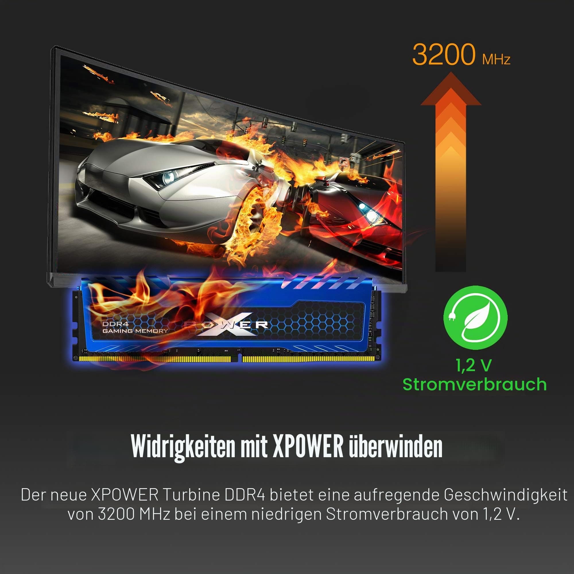 Silicon Power XPOWER Turbine Gaming DDR4 3200MHz (PC4 25600) 288-pin CL16 1,35V UDIMM Desktop-Speichermodul (niedrige Spannung) Bild 3