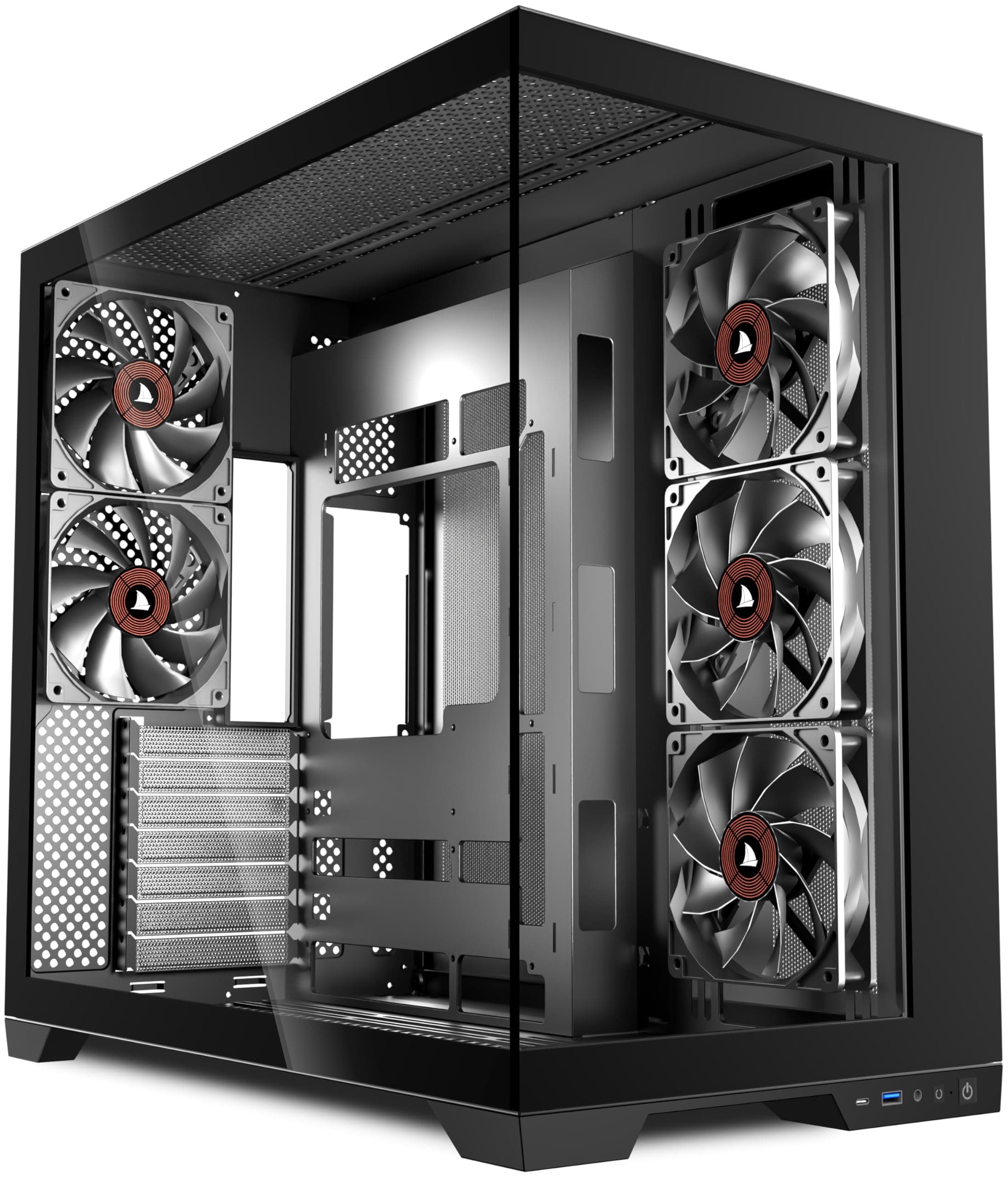 KEDIERS PC Gehäuse - vorinstallierte 5-Lüfter, ATX Mid Tower Gaming Gehäuse, Computergehäuse mit öffnendem Seitenteil aus gehärtetem Glas Schwarz G500 Bild 2