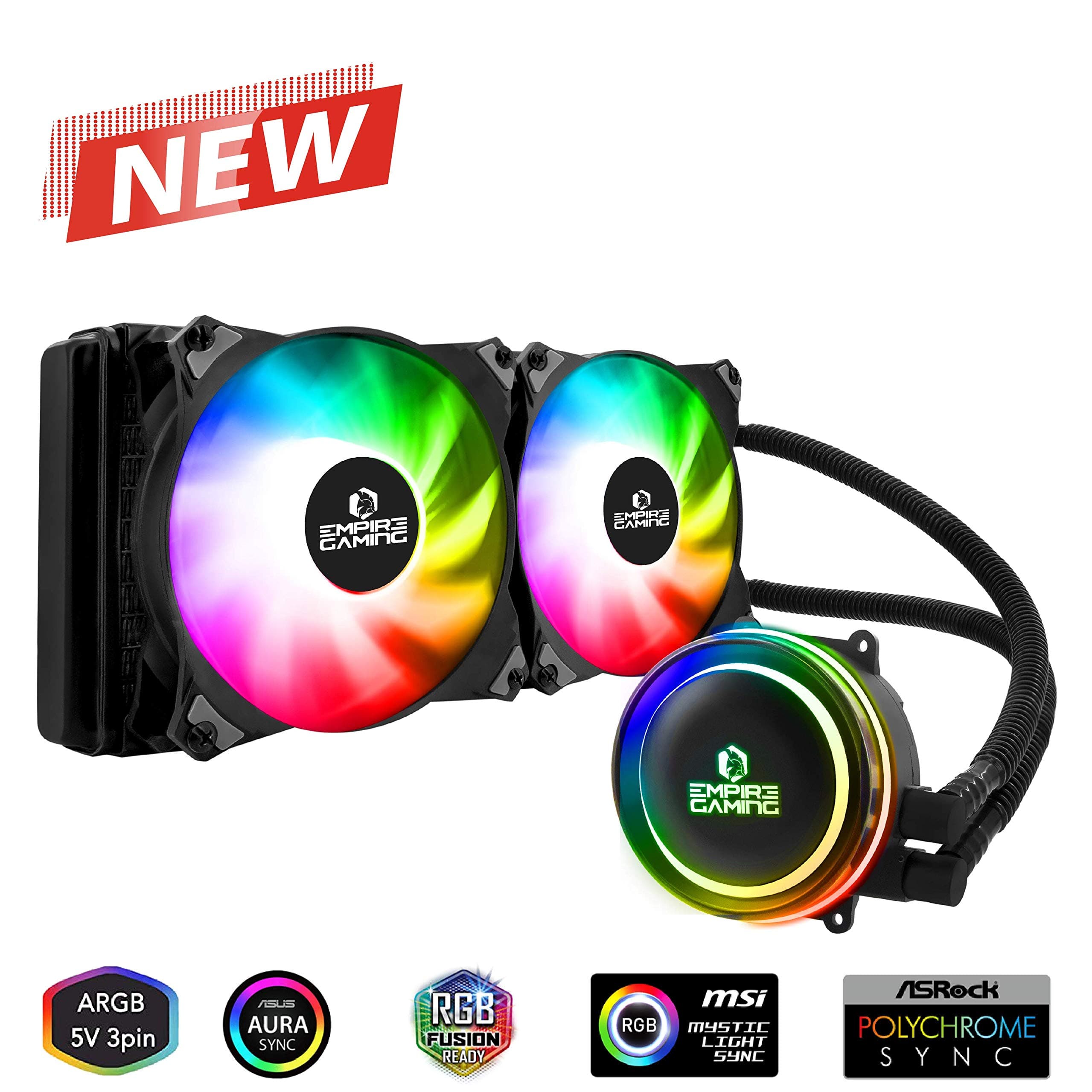 EMPIRE GAMING – Guardian G-V20 Wasserkühlung AIO PC Gamer – CPU Flüssigkühlung ARGB 3 Pins 5 V Heizkörper 240 mm – Lüfter 2 x 120 mm PWM leise – Intel und AMD 240MM Bild 3