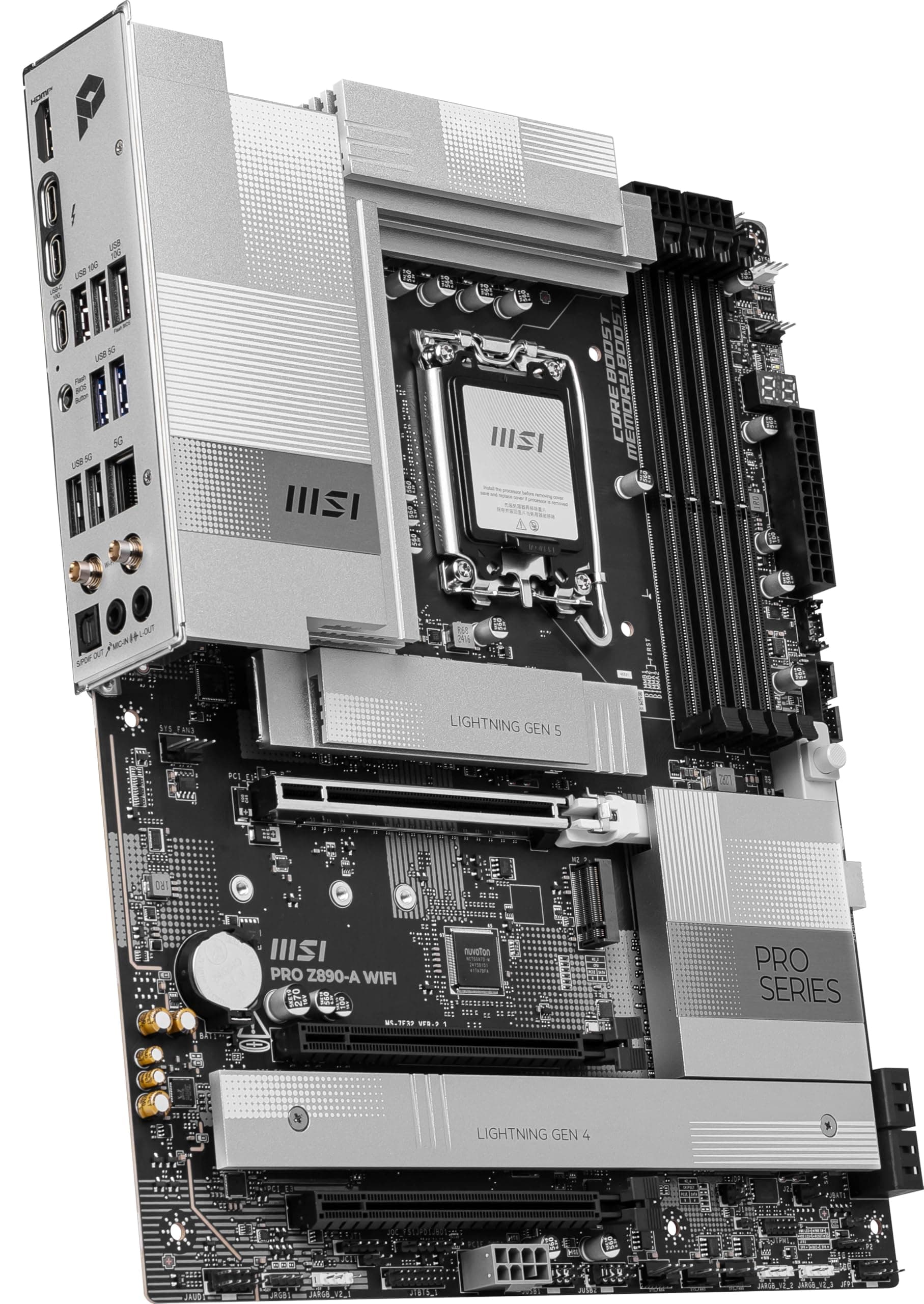 MSI PRO Z890-A WiFi ProSeries Motherboard (unterstützt Core Ultra Series 2 Intel Prozessoren, LGA 1851, DDR5, PCIe 5.0, M.2, SATA, 5Gbps LAN, USB Type-C, Wi-Fi 7, Bluetooth 5.4, Thunderbolt 4, ATX) Bild 7