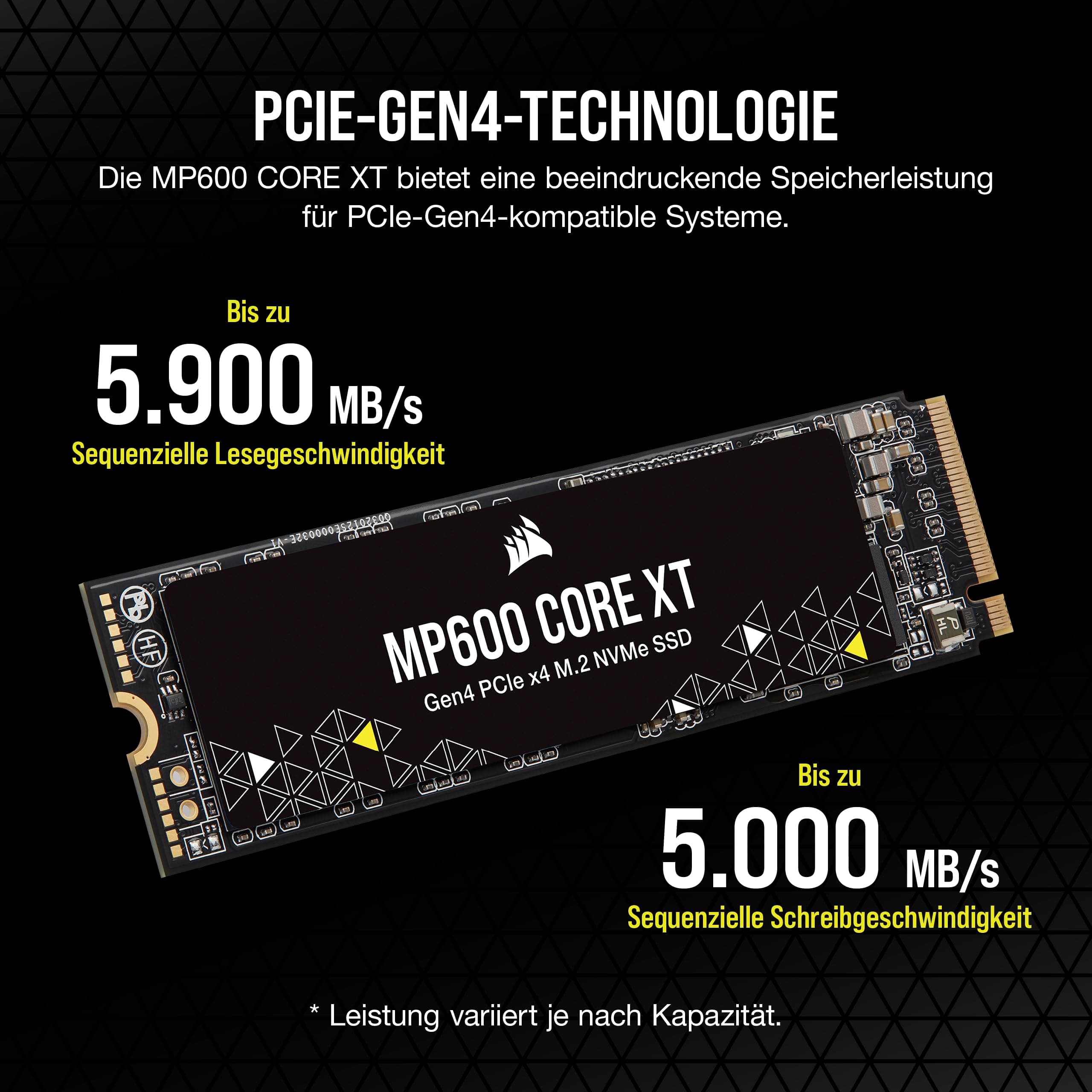 Corsair MP600 CORE XT 2TB M.2 PCIe Gen4 NVMe SSD – Bis zu 5900MB/s – QLC NAND – M.2 2280 – Für PCIe 4.0-Notebooks und -Desktops – Schwarz Bild 5