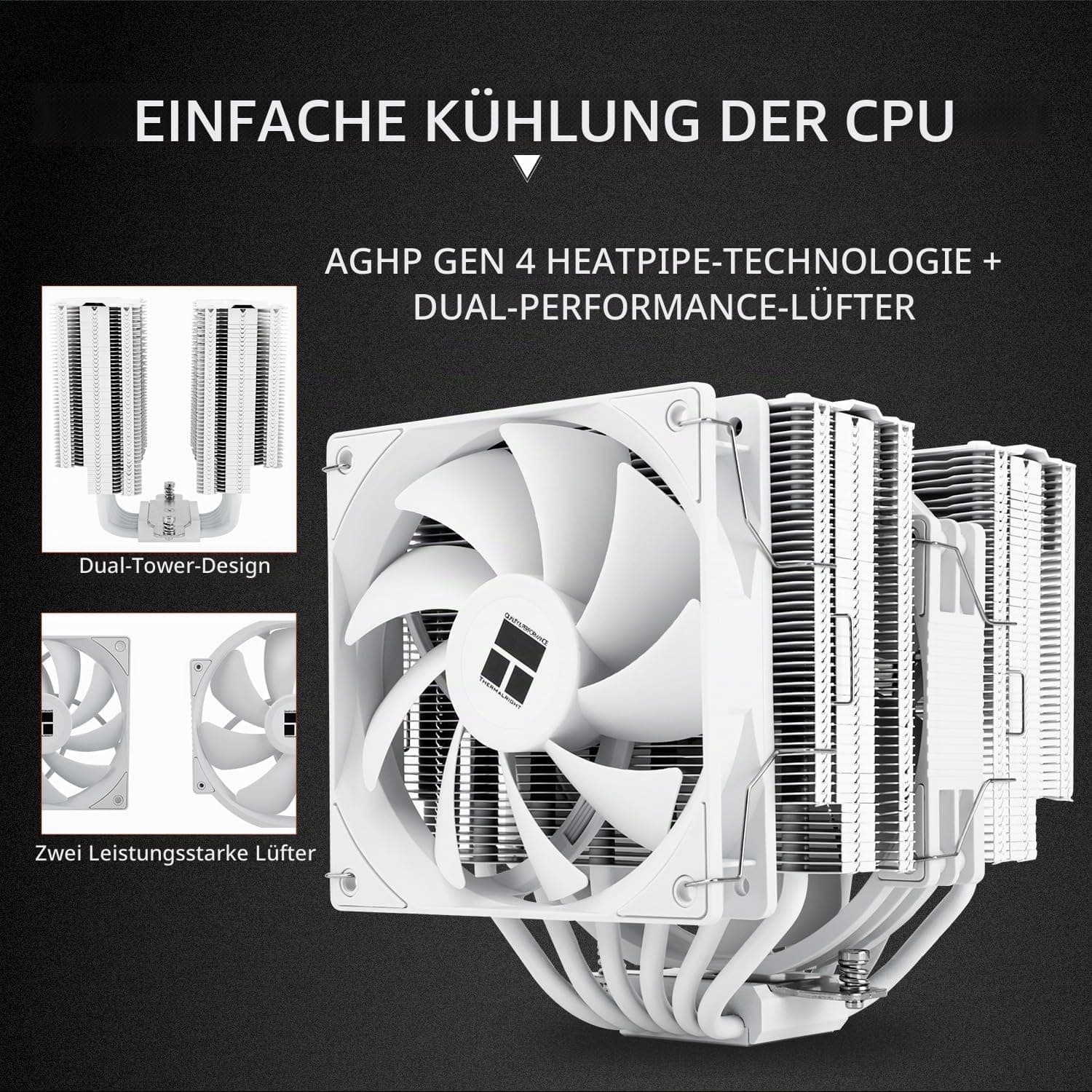 Thermalright Peerless Assassin 140 Weiß CPU-Luftkühler, 6 Heatpipes, Dual-PWM-Lüfter und Doppeltürme, 158 mm hohe CPU-Kühlung mit oberer Abdeckung, für AM4 / AM5 und Intel LGA 1851/1700/1150/1151/1200 PA140 White Bild 7