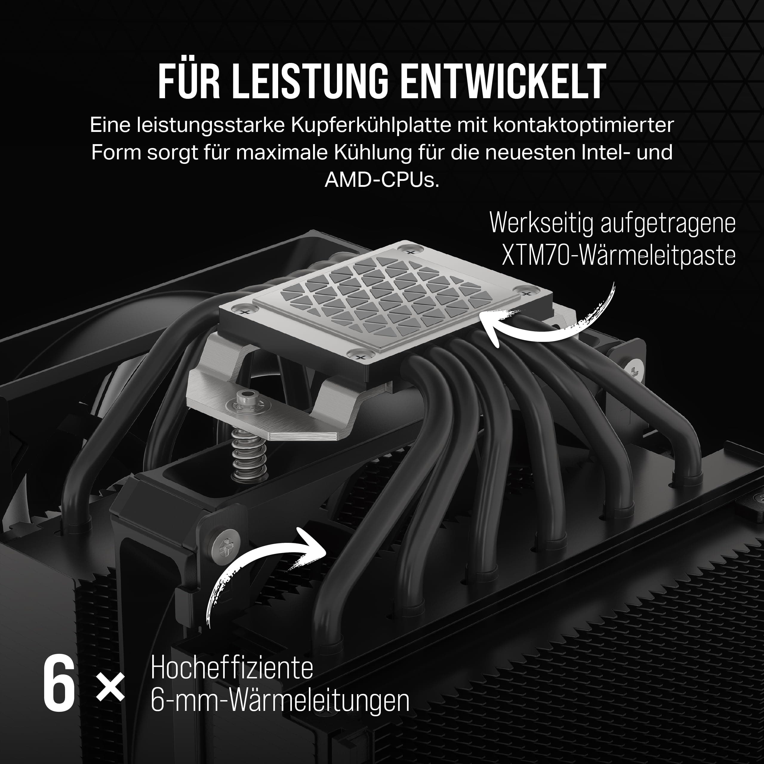 Corsair A115 Hochleistungs-Tower-CPU-Luftkühler - Slide-and-Lock-Lüfterhalterung - Zwei AF140 Elite-Lüfter Vorinstallierte Wärmeleitpaste - Schwarz Bild 5