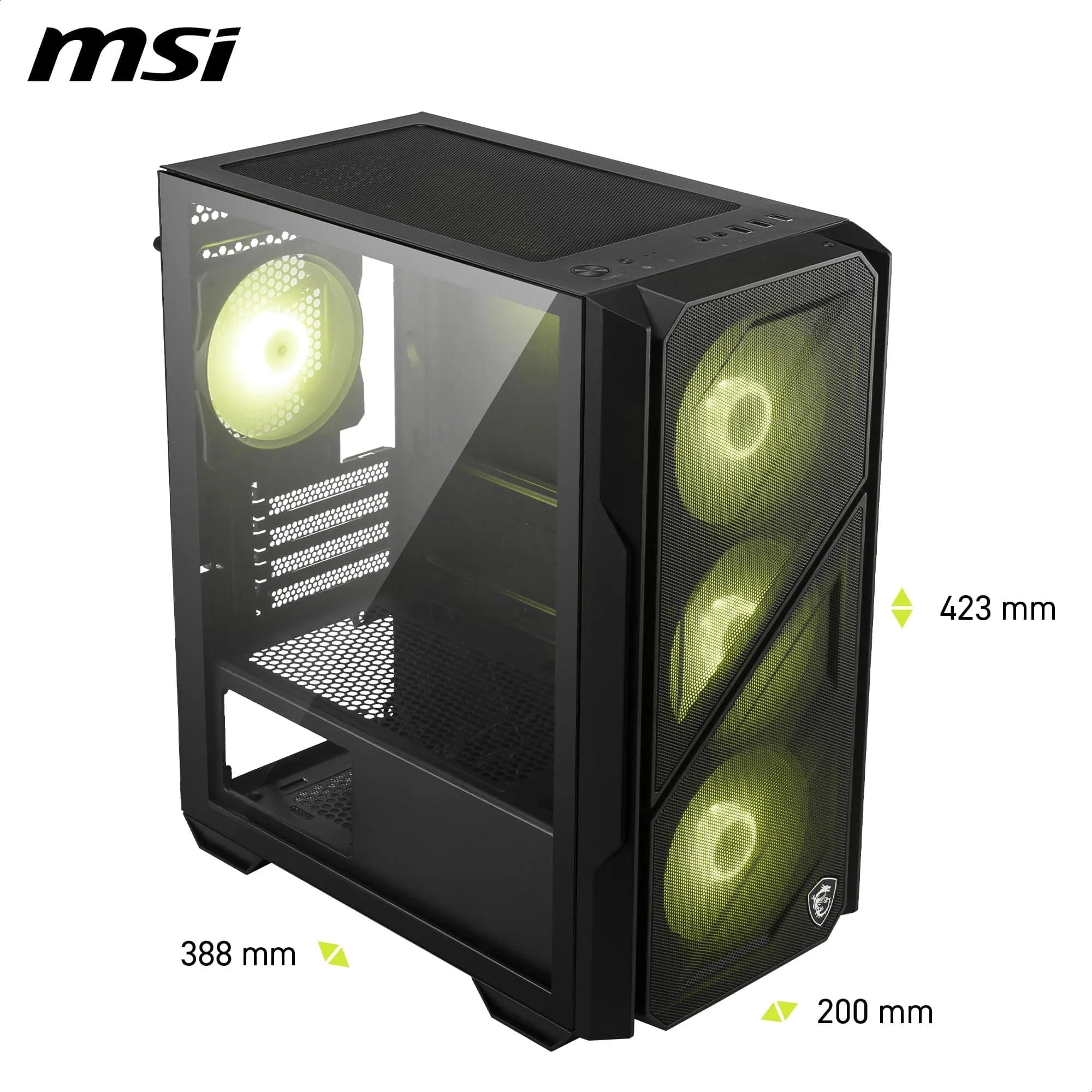 MAG Forge M110R Airflow - Mini-Tower PC-Gehäuse - Hoher Luftstrom, Micro-ATX-Kapazität, 240 mm Radiator-Unterstützung, Vier vorinstallierte ARGB-Lüfter, gehärtetes Glas-Seitenteil - Schwarz Bild 3