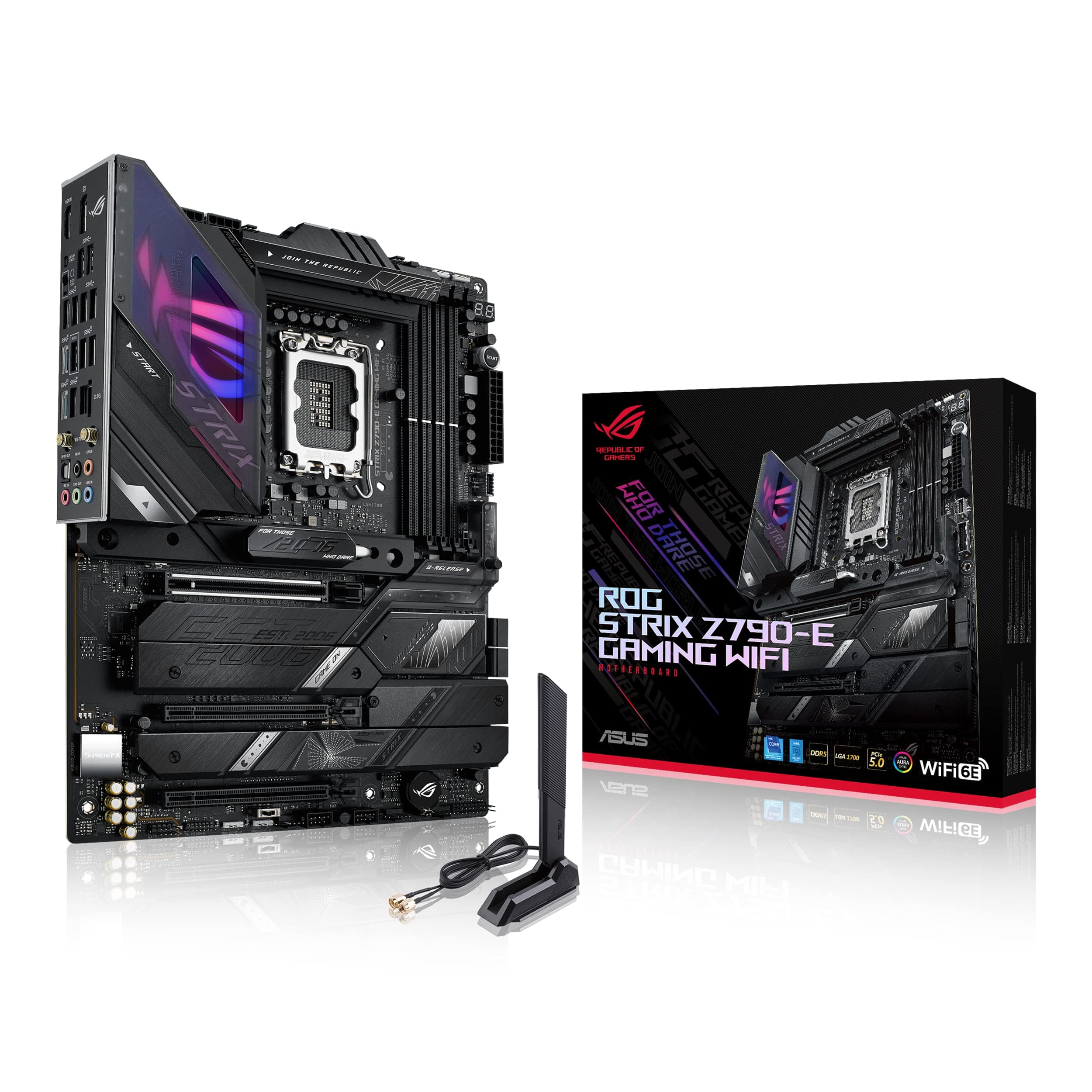 ASUS ROG Strix Z790-E Gaming WiFi Mainboard Sockel Intel LGA1700 (ATX, DDR5 Speicher, 5X M.2, PCIe 5.0, WiFi 6E, AI Overclocking, Aura Sync) Bild 2