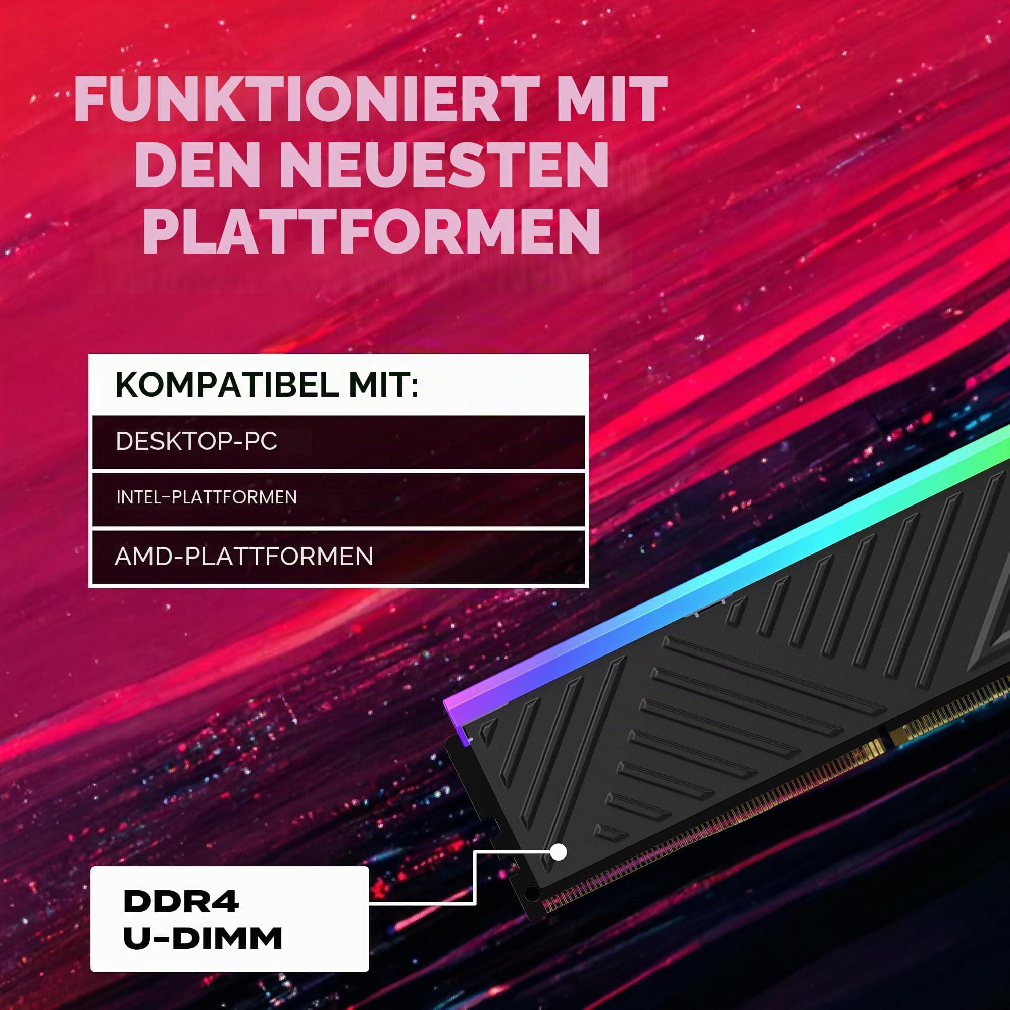 XPG SPECTRIX D35G RGB DDR4 3200MHz CL16 32GB (2x16GB) PC4-25600 RAM 288-Pins UDIMM Desktop Memory Kit Black Heatsink (AX4U320016G16A-DTBKD35G) Bild 7