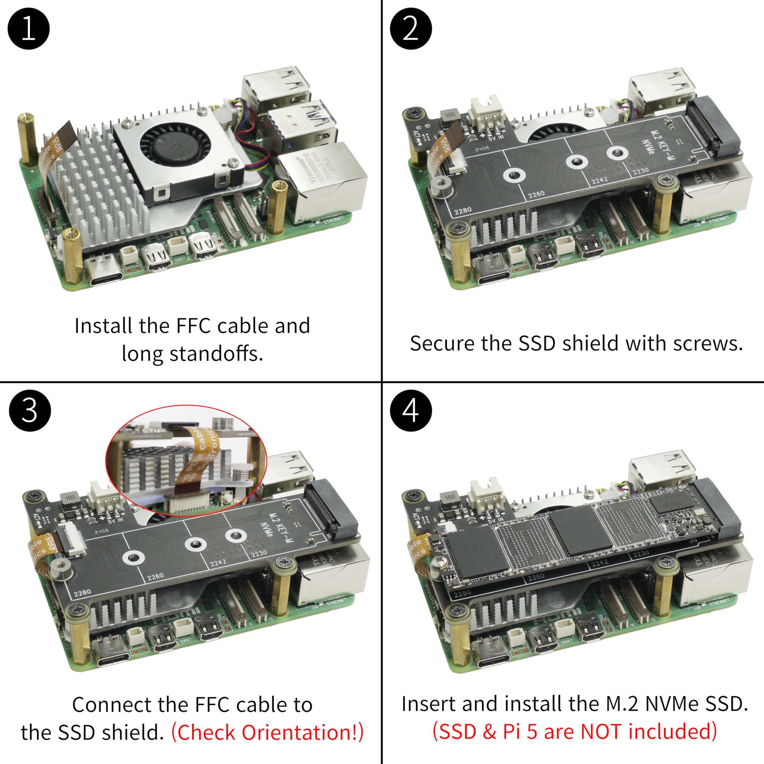 ElectroCookie PCIe auf M.2 NVMe SSD HAT Board für Raspberry Pi 5 (X1001) Bild 7