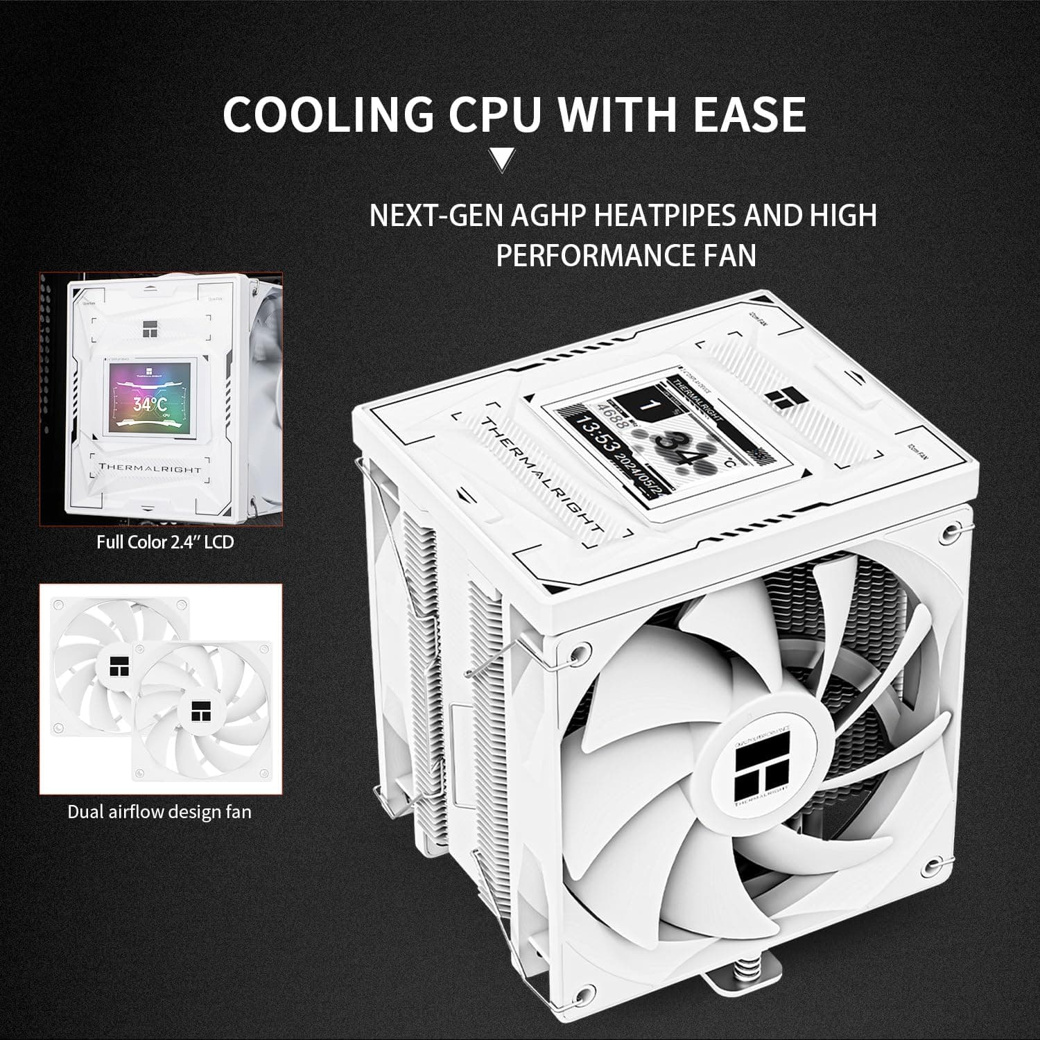 Thermalright Burst Assassin 120 Vision CPU-Kühler mit 6,1 cm (2,4 Zoll) 320 x 240 Auflösung IPS-Display, LCD-Bildschirm, Doppel-CPU-Lüfter, Computer-CPU-Luftkühlung für LGA1700/1851, AM4/AM5,6 Bild 5