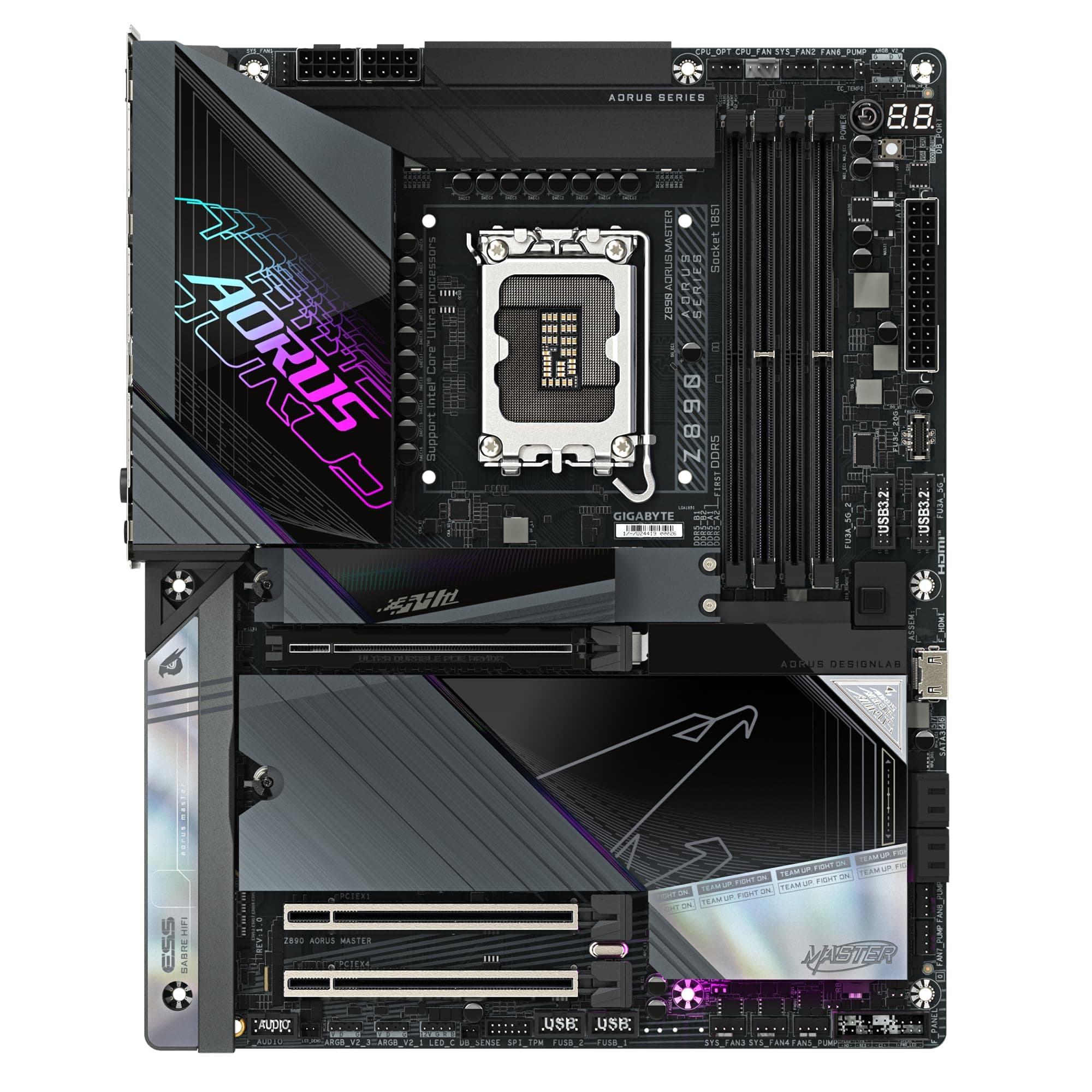 GIGABYTE Z890 AORUS Master Motherboard - Unterstützt Intel Core Ultra (Serie 2) CPUs, 18+1+2 Phasen VRM, bis zu 9500MHz DDR5 (OC), 2xPCIe 5.0 + 3xPCIe 4.0, Wi-Fi 7, 10GbE LAN, Thunderbolt 4 Bild 3