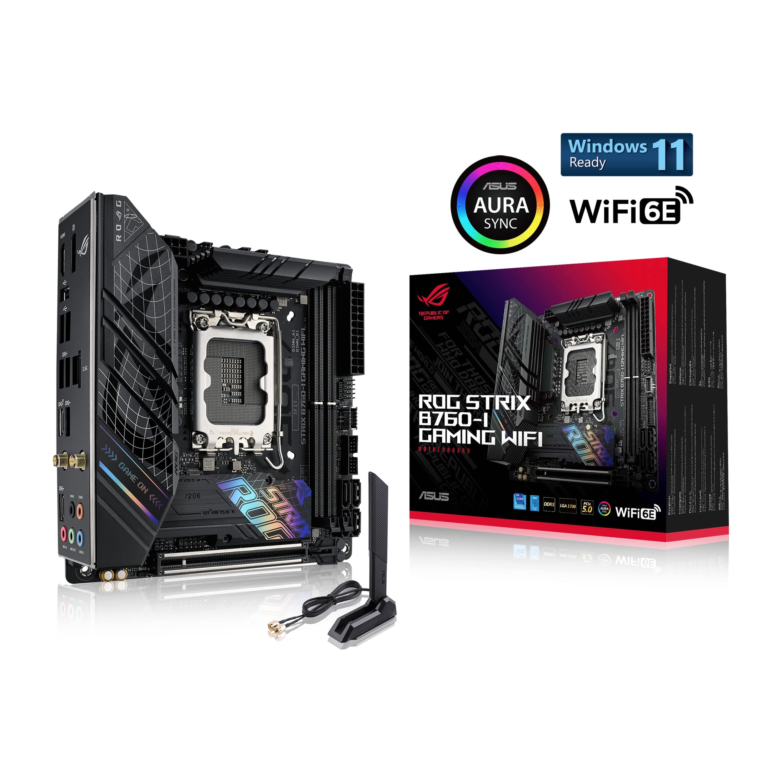 Asus ROG STRIX B760-I GAMING WIFI Intel B760 1700 Mini ITX 2 DDR5 HDMI DP Wi-Fi 6E 2.5G LAN PCIe5 RGB 2x M.2 Bild 3