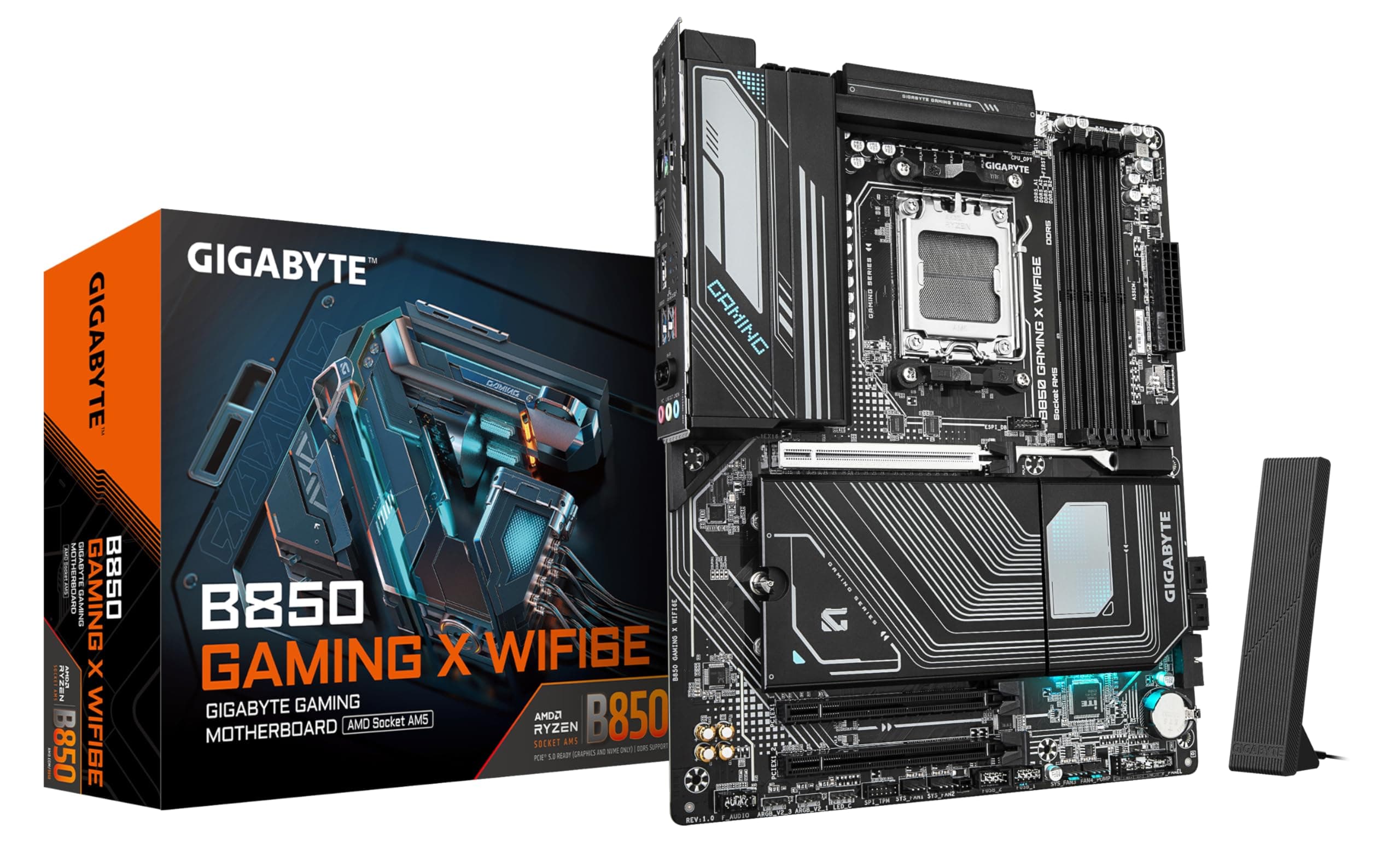 GIGABYTE B850 Gaming X WIFI6E Motherboard - AMD Ryzen 9000 Serie CPUs, 12+2+2 Phasen digitales VRM, bis zu 8200MHz DDR5 (OC), 1xPCIe 5.0 + 2xPCIe 4.0 M.2, 2.5G LAN, WiFi 6E, USB 3.2 Gen 2x2 Bild 2