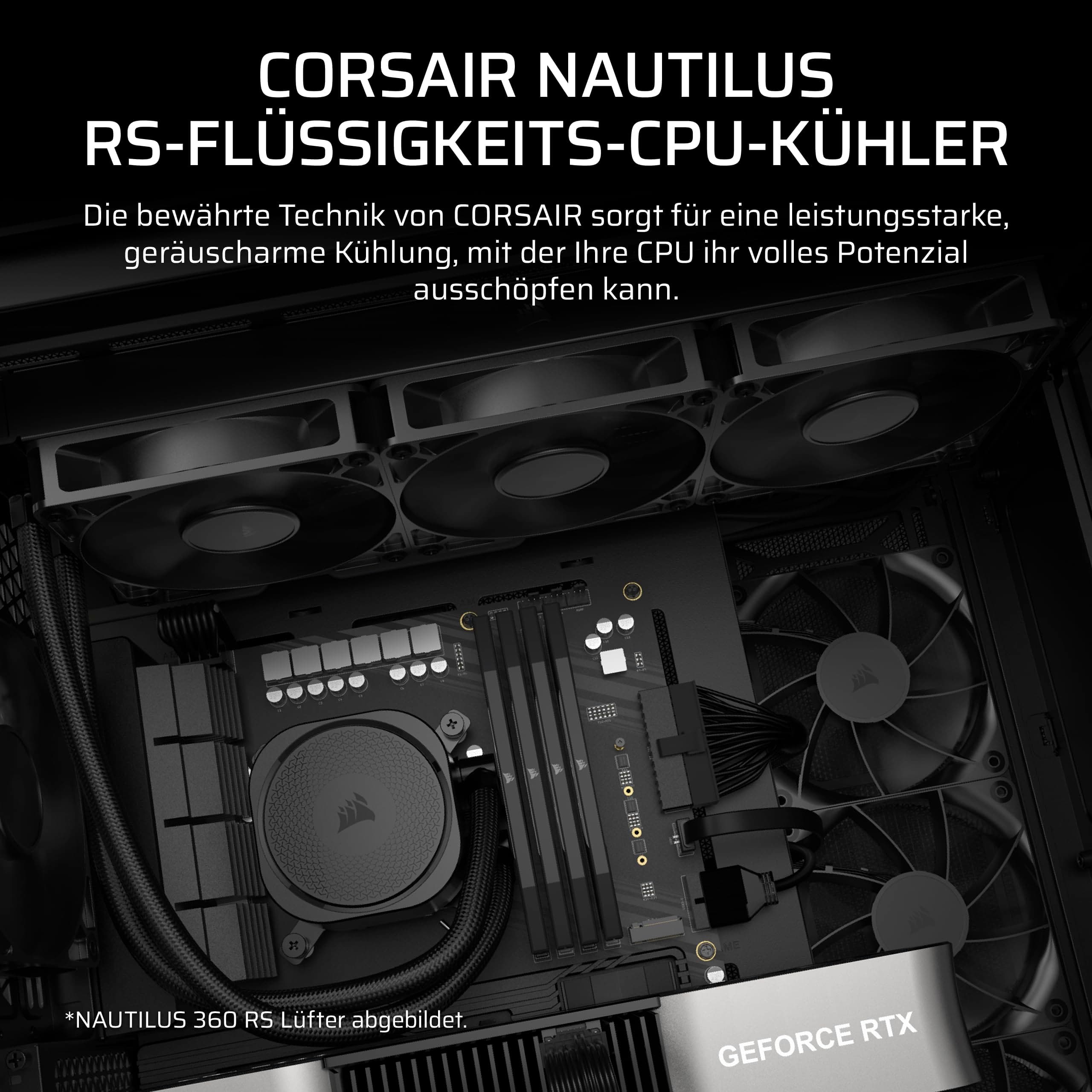 Corsair Nautilus 240 RS CPU-Flüssigkeitskühler – 240mm AIO – Geräuscharm – Direkter Mainboard-Anschluss – Intel LGA 1851/1700, AMD AM5/AM4 – 2X RS120-Ventilatoren Inbegriffen – Schwarz Bild 3