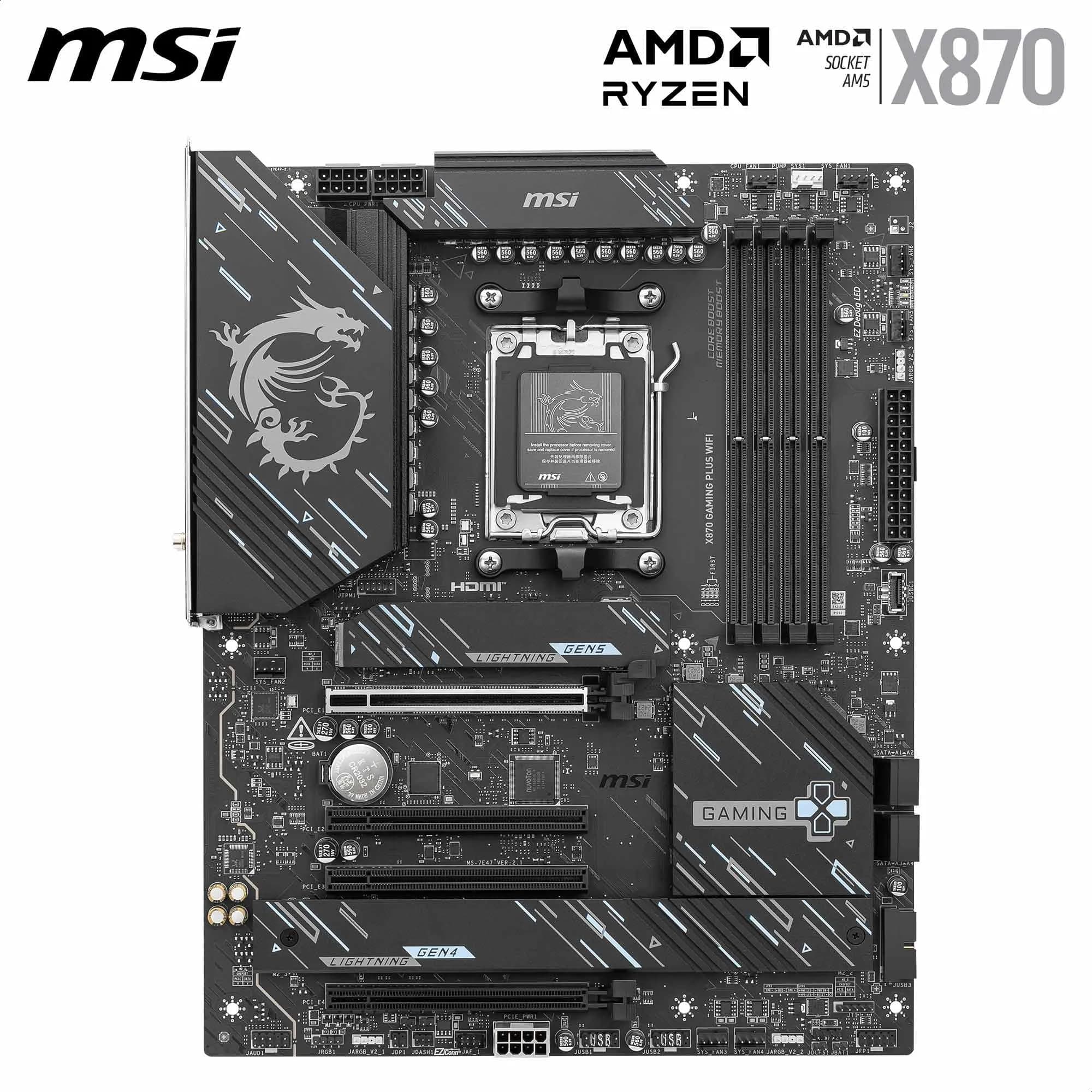 MSI X870 Gaming Plus WiFi Mainboard, ATX - Unterstützt AMD Ryzen 9000/8000/7000 Prozessoren, AM5-14+2+1 Duet Rail System, DDR5 8200+MT/s (OC), PCIe 5.0 x16 & 4.0 x16, M.2 Gen5, Wi-Fi 7, 5G LAN Bild 3