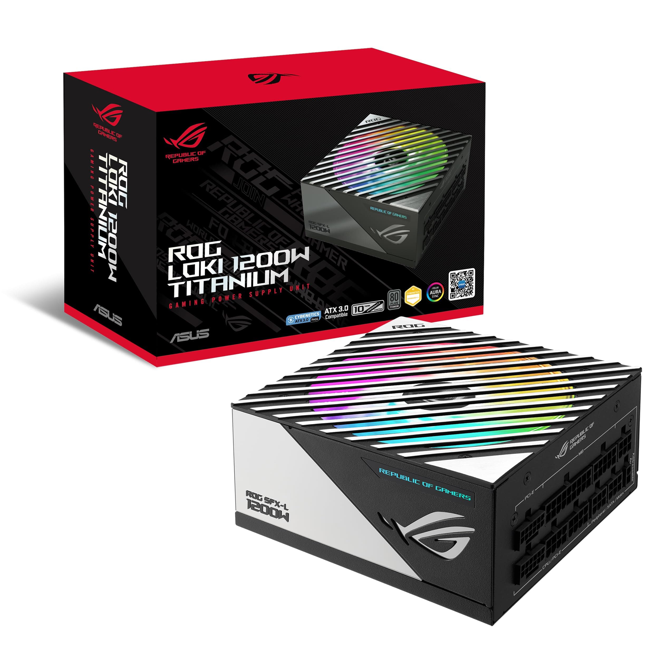 ASUS ROG Loki SFX-L 1200W Titanium vollmodulares Gaming Netzteil (120mm PWM ARGB Lüfter, ATX 3.0, PCIe 5.0 Ready, inkl. 16-poligem Kabel, 80+ Titanium Zertifizierung, Lambda Standard++Zertifizierung) Bild 2