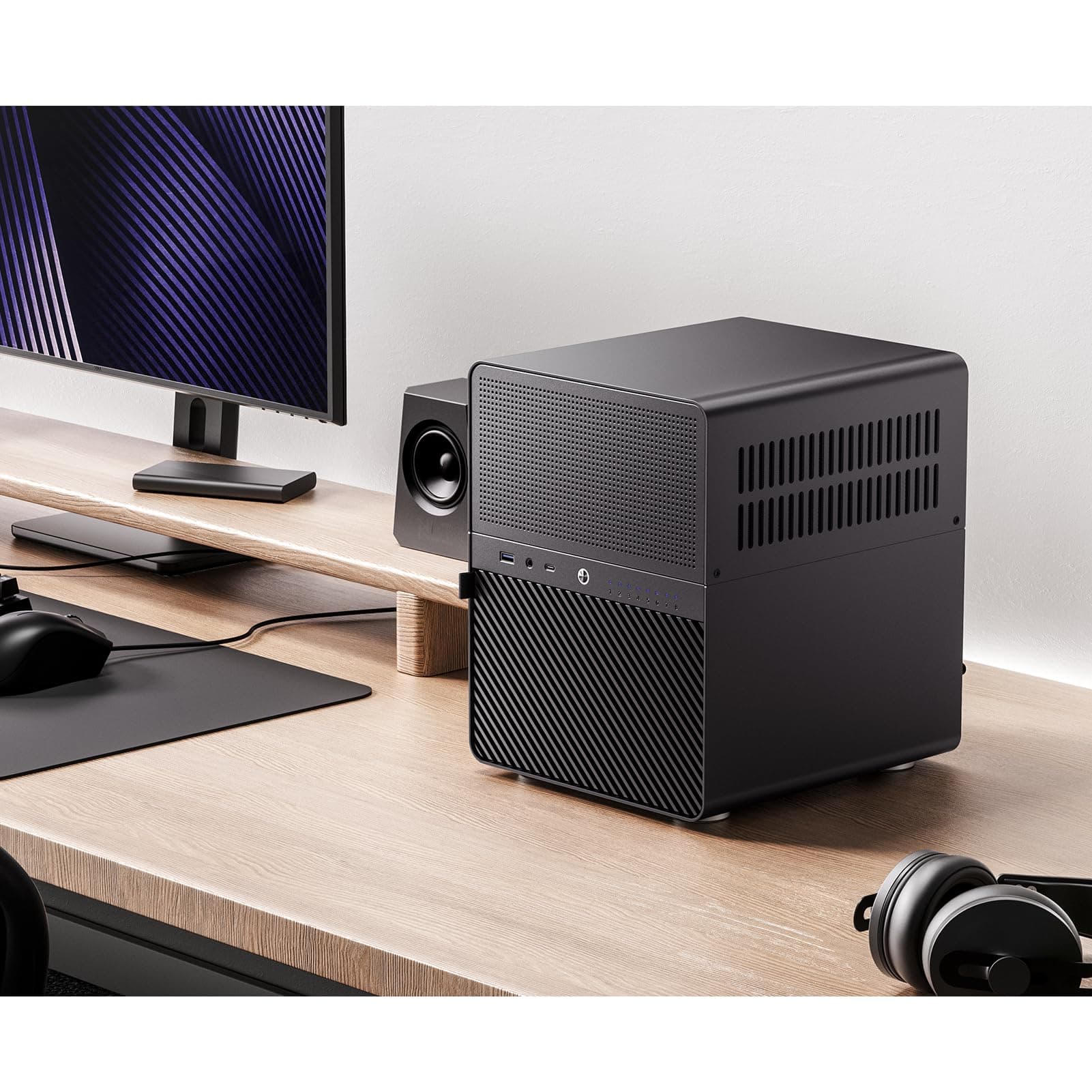 Jonsbo N3 NAS Gehäuse Schwarz – Kompaktes Mini-ITX Aluminium-Case für 8X 3,5" HDDs, Hot-Swap-fähig, 2X 80-mm-Lüfter, SFX-Netzteil, USB-C Bild 3