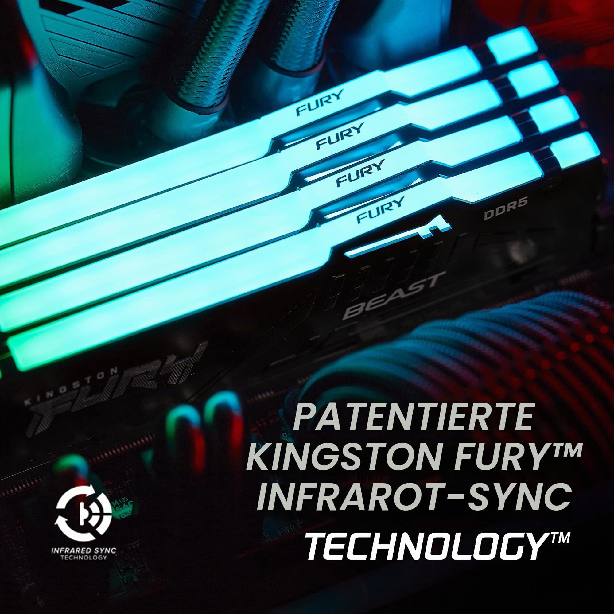 Kingston FURY Beast Schwarz RGB 32GB (2x16GB) 5600MT/s DDR5 CL36 DIMM Desktop Gaming Speicher Kit mit 2- KF556C36BBEAK2-32 Bild 6