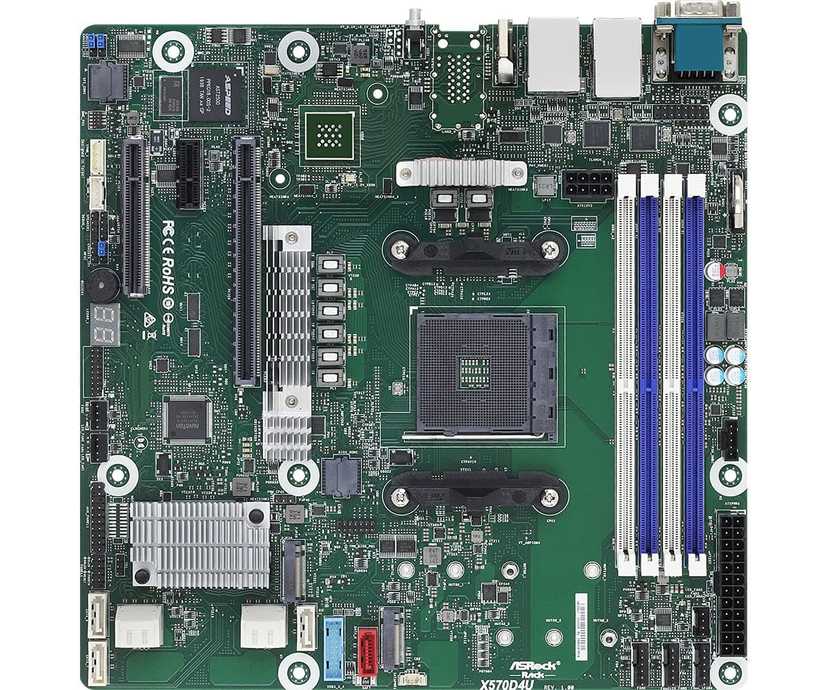 ASRock Rack X570D4U Motherboard (Micro-ATX, Sockel AM4, AMD X570)
