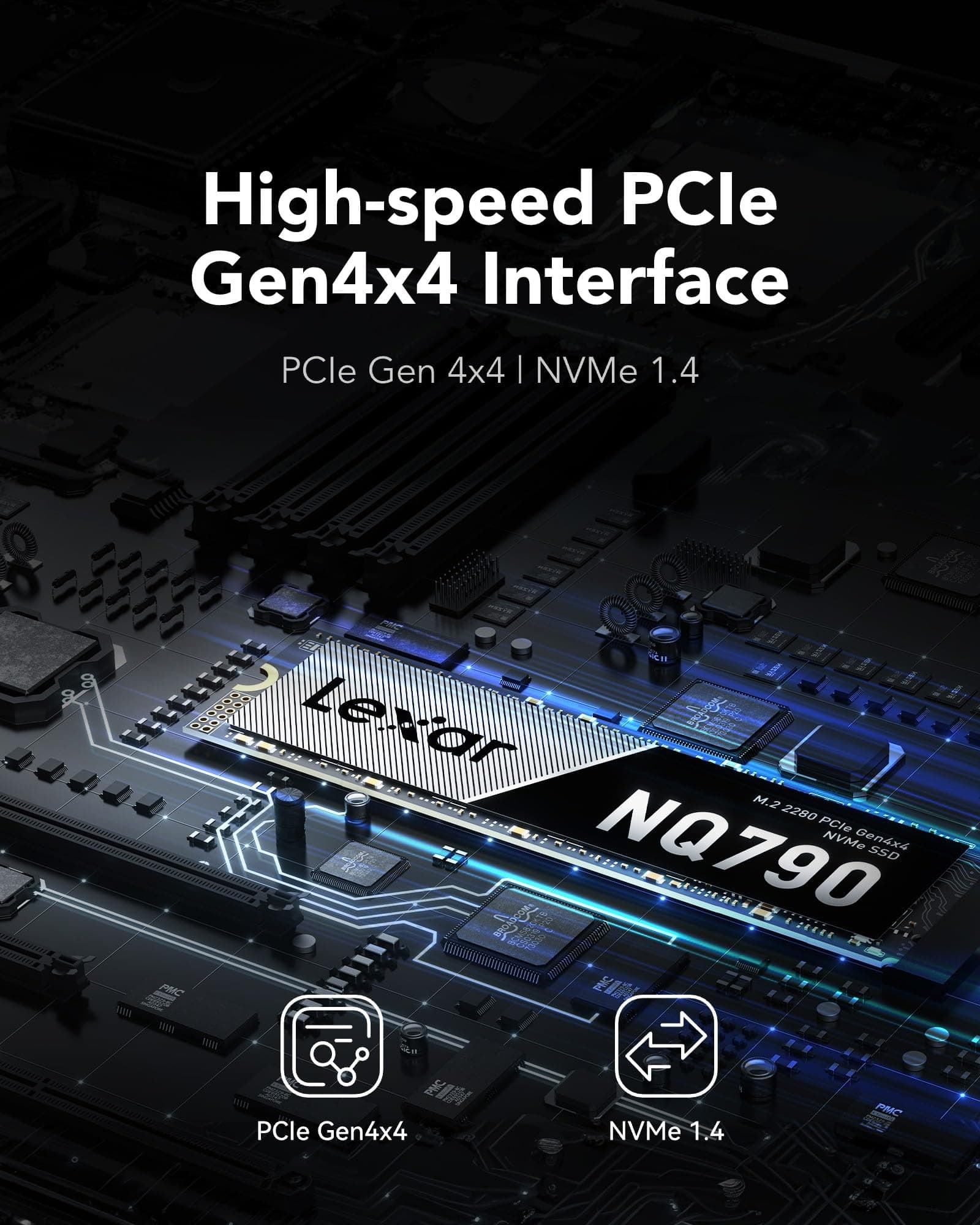 Lexar NQ790 1TB NVMe SSD M.2 Interne SSD 1TB, PCIe 4.0 Gen4x4, 7000 MB/s Lesen, 6000 MB/s Schreiben, Internes Solid State Drive, für Gaming und Videoschnitt Bild 4