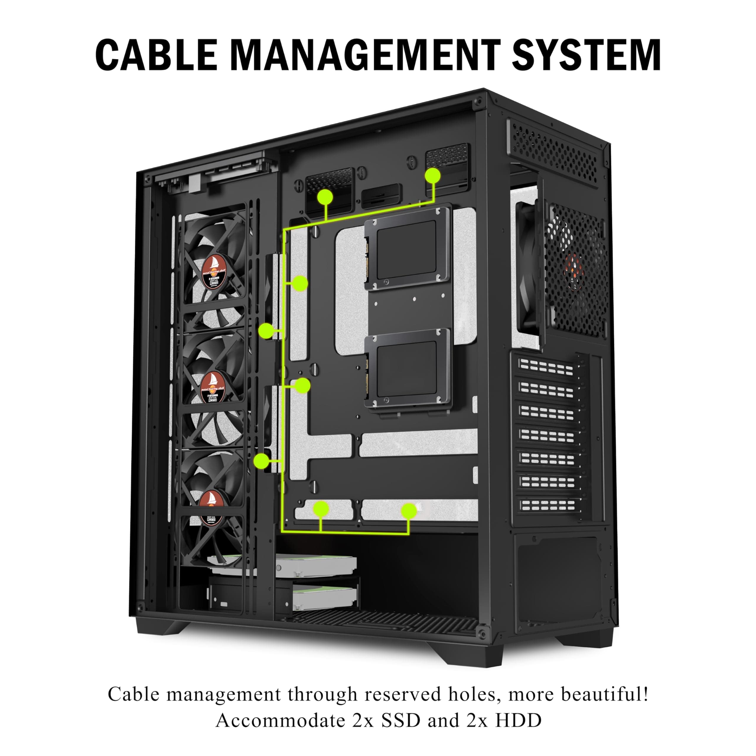KEDIERS PC Gehäuse Vorinstallierter 4 × 120MM Schwarz Lüfter, ATX Mid Tower PC Gehäuse, Computergehäuse mit Panoramaaussicht Gehärtetes Glas Front Panel,Schwarz，P4 Bild 8