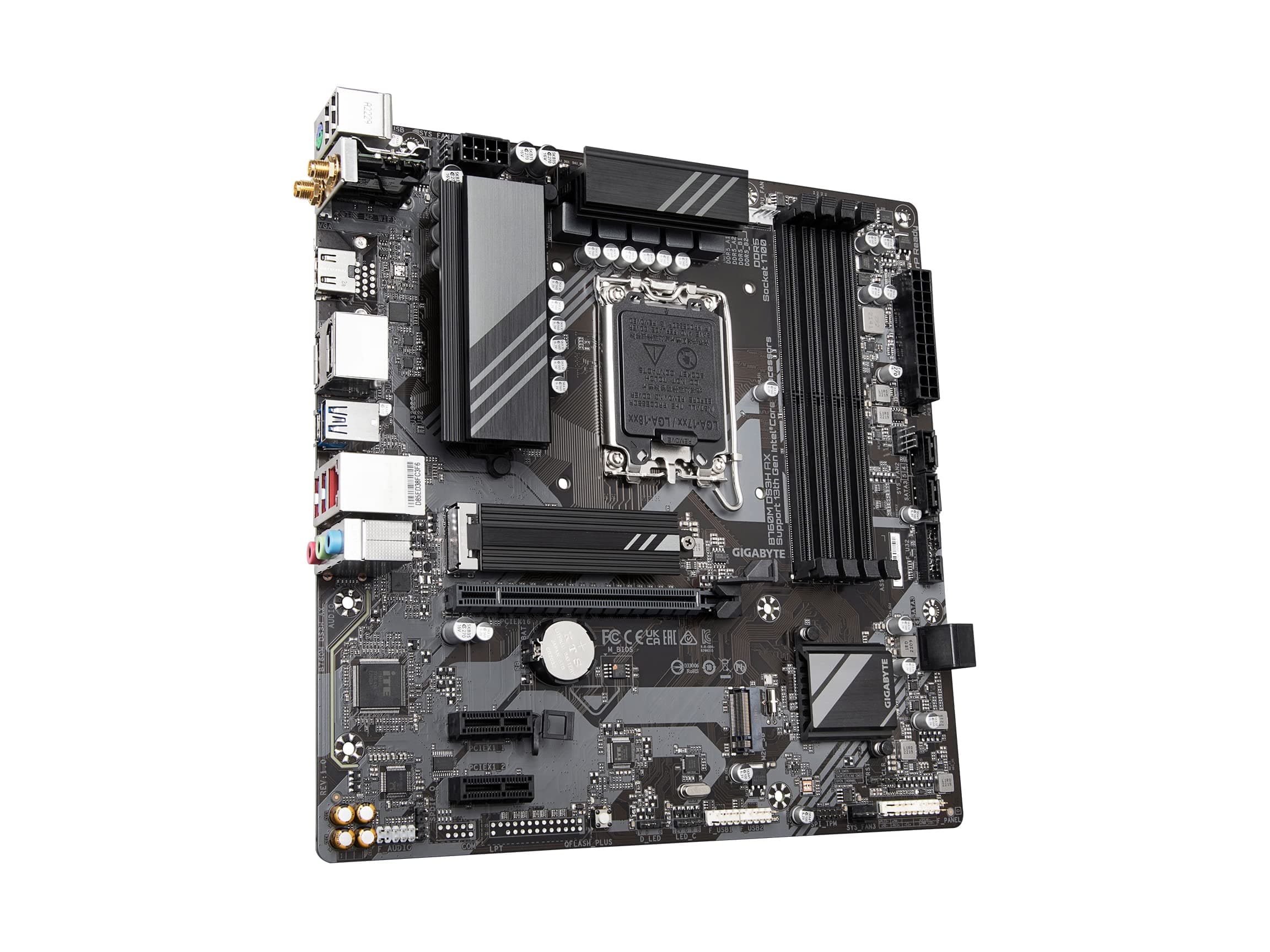 GIGABYTE B760M DS3H AX (LGA 1700/ Intel/ B760/ M-ATX/ DDR5/ 2* M.2/ PCIe 4.0/ USB 3.2 Gen 2 Type-C/WiFi 6E/ 2.5GbE LAN/Q-Flash Plus/PCIe EZ-Latch/Motherboard) Bild 5