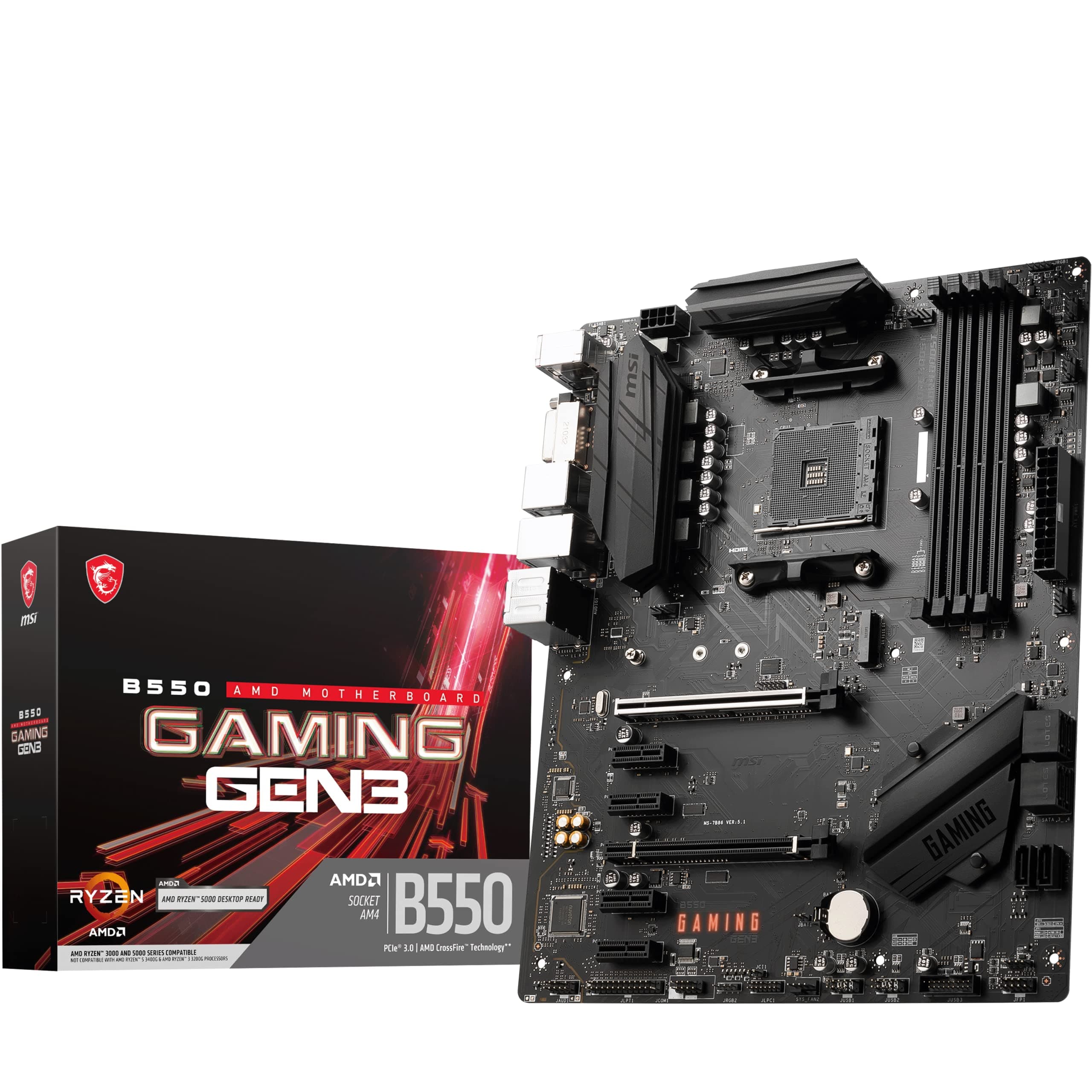 MSI B550 Gaming GEN3 Mainboard ATX, AM4 - AMD Ryzen 5000 bereit - DDR4 Boost 4400+MHz/OC, PCIe 3.0 x16, 1 x M.2 Gen3, 1G LAN Bild 2