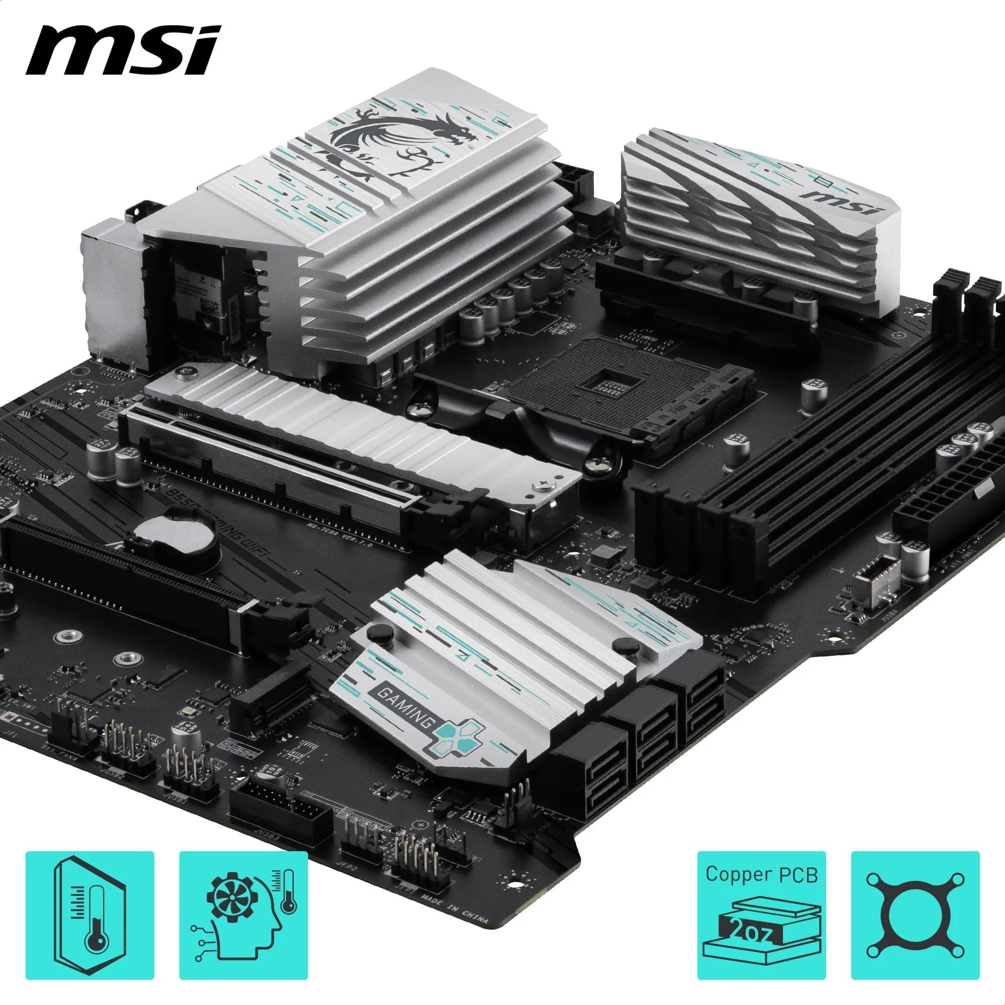 MSI B550 Gaming WiFi Mainboard, ATX - Unterstützt AMD Ryzen 5000 Series, 5000 G-Series, 4000 G-Series und 3000 Series Prozessoren, AM4 - DDR4 Memory Boost 4400+MHz/OC, PCIe 4.0 x16, M.2 Gen4, 1G LAN Bild 7