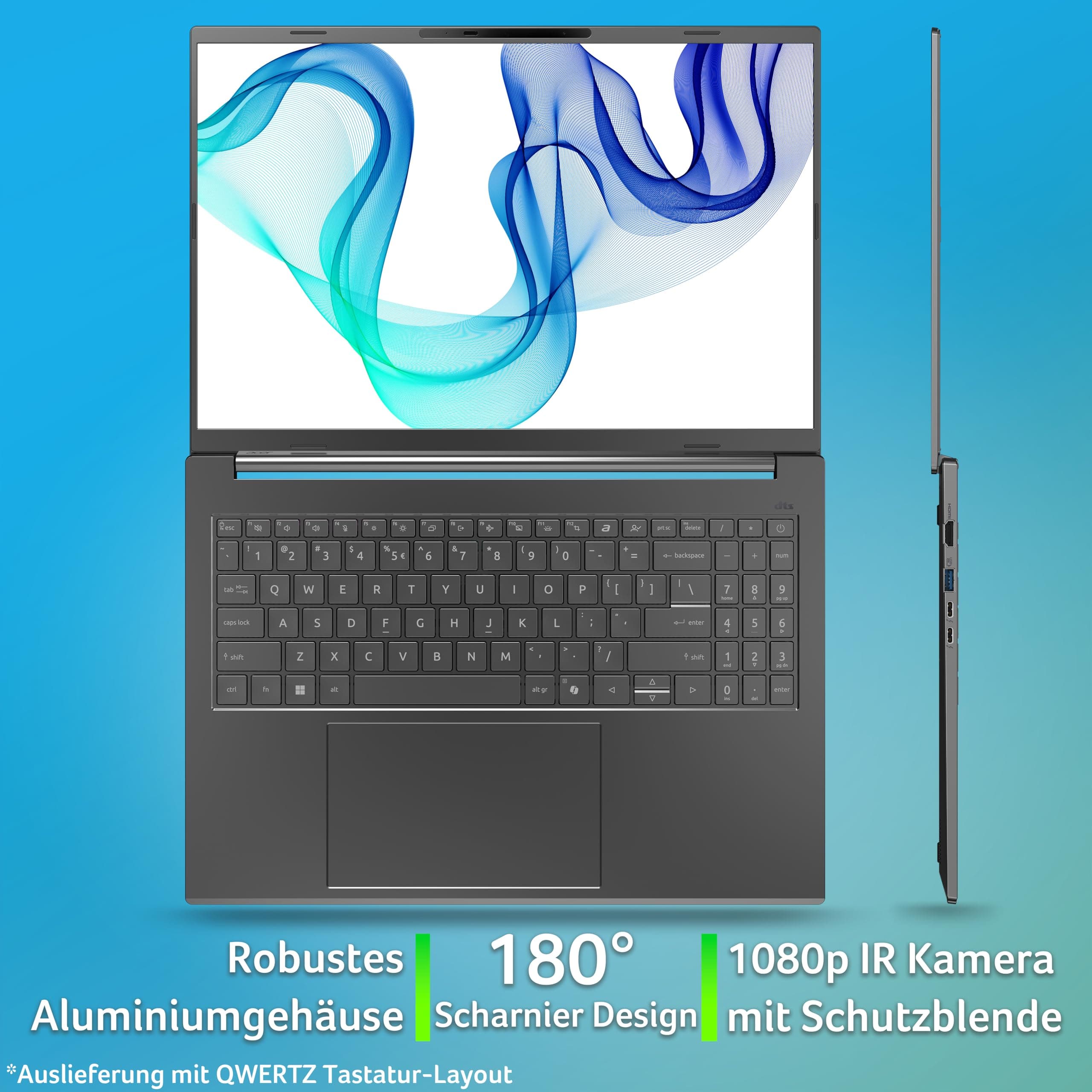 Acer Aspire 16 AI (A16-52M-52PX) KI Laptop, Copilot+ PC, 16" WUXGA+ OLED 120Hz Display, Intel Core Ultra 5 226V, 16 GB RAM, 1 TB SSD, Intel Arc Grafik 130V, Windows 11, QWERTZ Tastatur, grau Bild 4