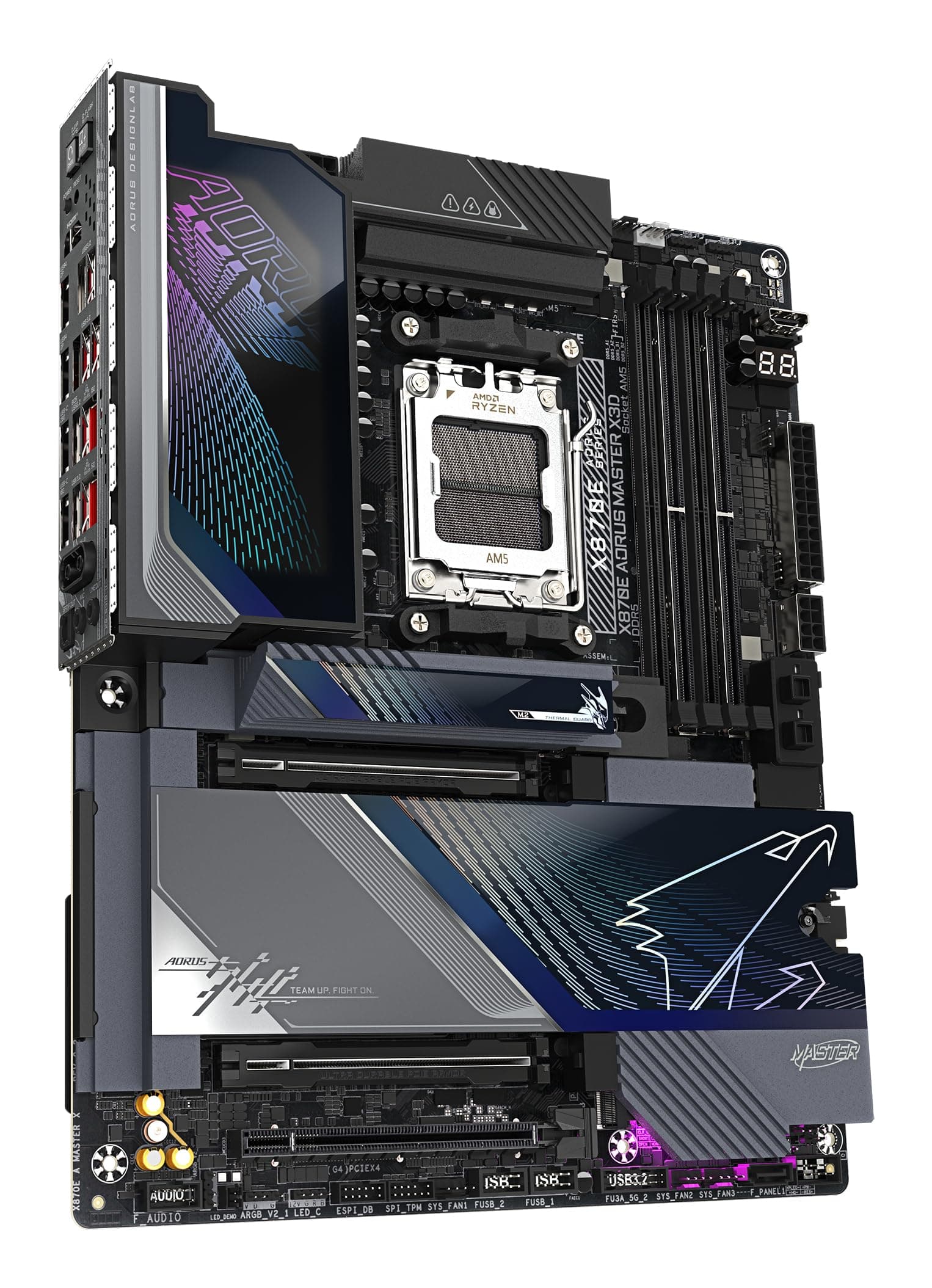 GIGABYTE X870E AORUS Master X3D Mainboard - Unterstützt AMD Ryzen 9000 CPUs, digitales 18+2+2-Phasen-VRM, bis zu 9000MHz DDR5 (O.C.), 2xPCIe 5.0 + 3xPCIe 4.0, Wi-Fi 7, 10GbE LAN, USB 4 Bild 7