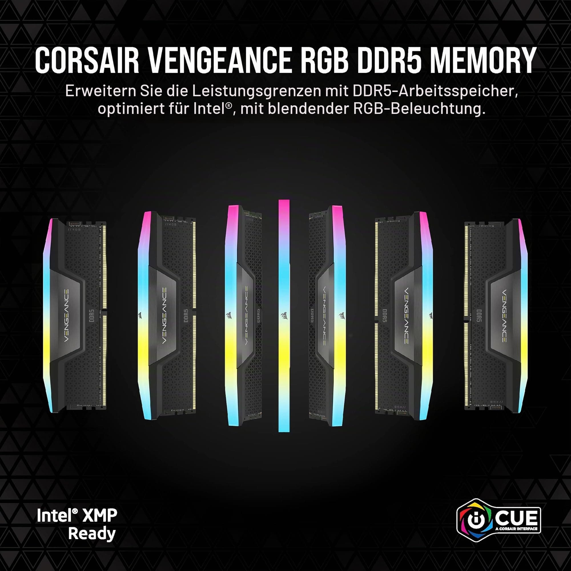 Corsair Vengeance RGB DDR5 RAM 64GB (4x16GB) 6600MHz CL32 Intel XMP iCUE Kompatibel Computer Speicher - Schwarz (CMH64GX5M4B6600C32) Bild 3