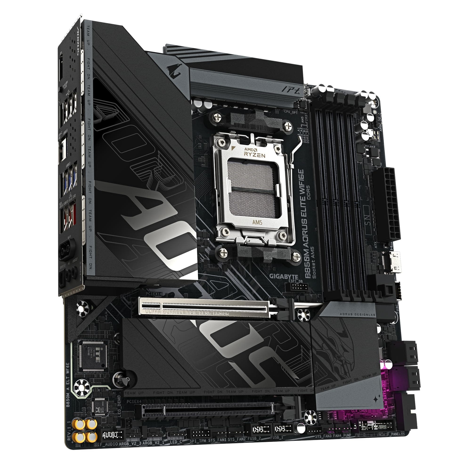 GIGABYTE B850M AORUS Elite WIFI6E Mainboard – AMD Ryzen 9000 Serie Prozessoren, digitales 12+2+2 Phasen VRM, bis zu 8200 MHz DDR5 (O.C.), 1x PCIe 5.0 + 1x PCIe 4.0 M.2, Wi-Fi 6E, 2.5 GbE LAN Bild 7